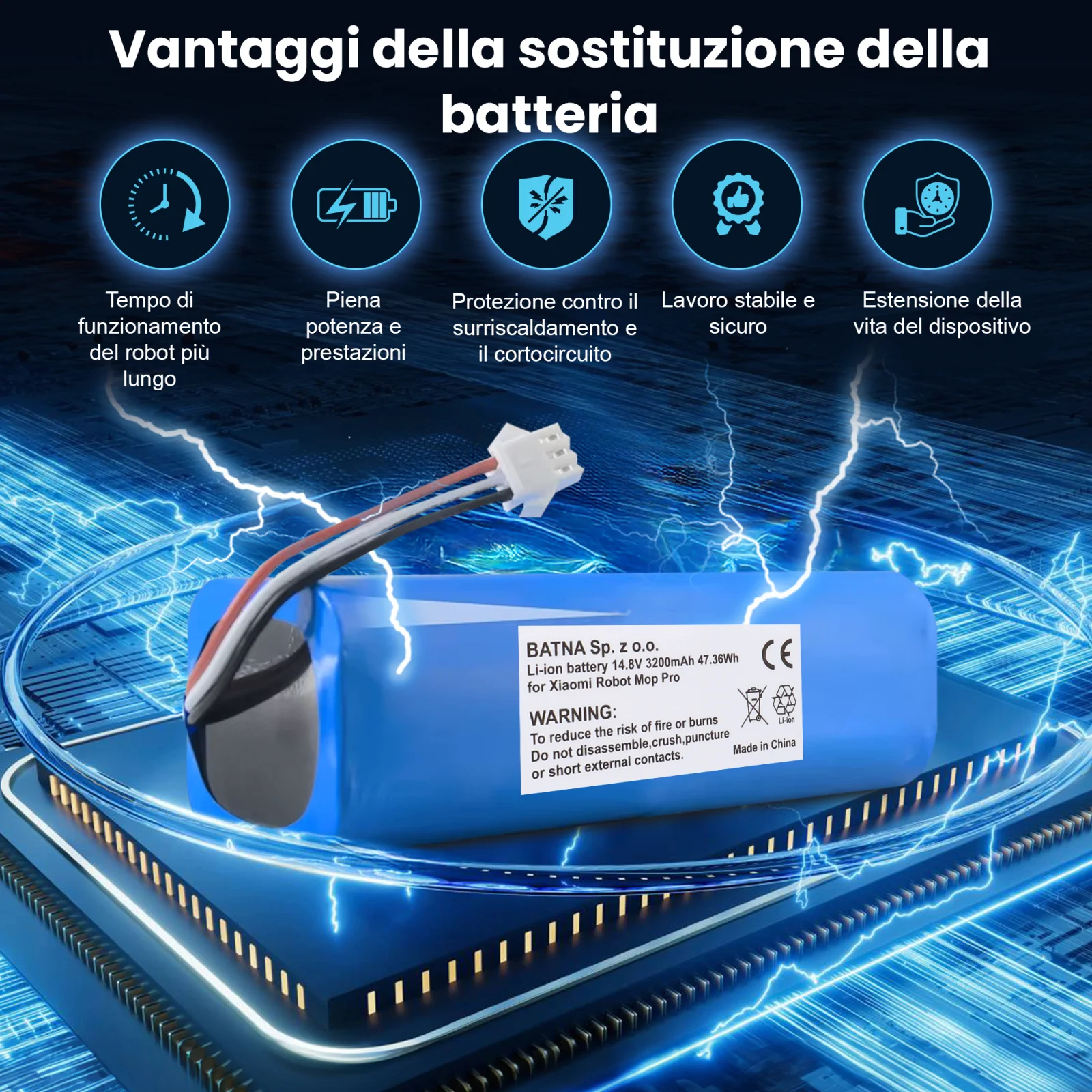 visualizzazione della batteria di xiaomi hoover sul processore