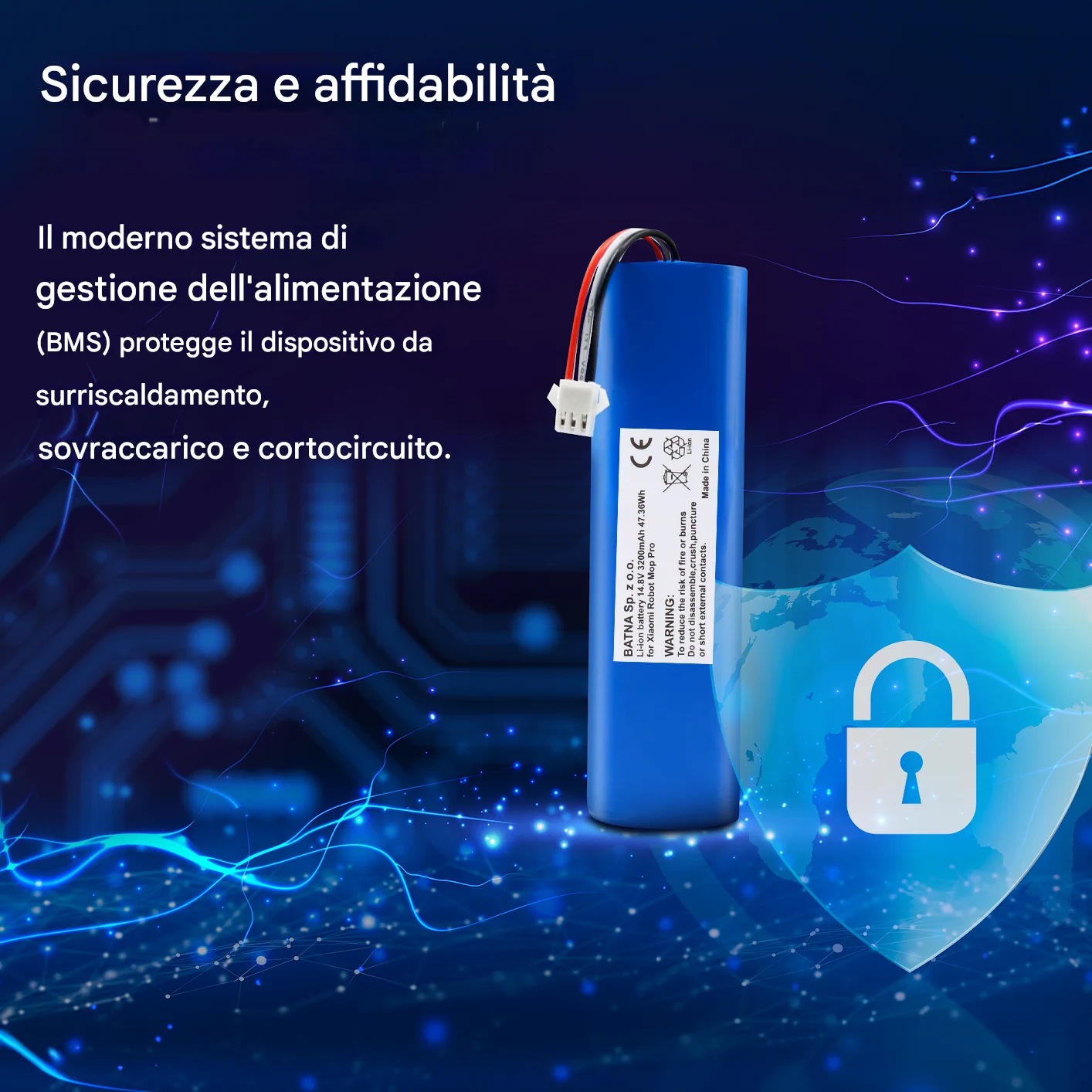 visualizzazione della batteria e dello scudo di sicurezza del robot xiaomi