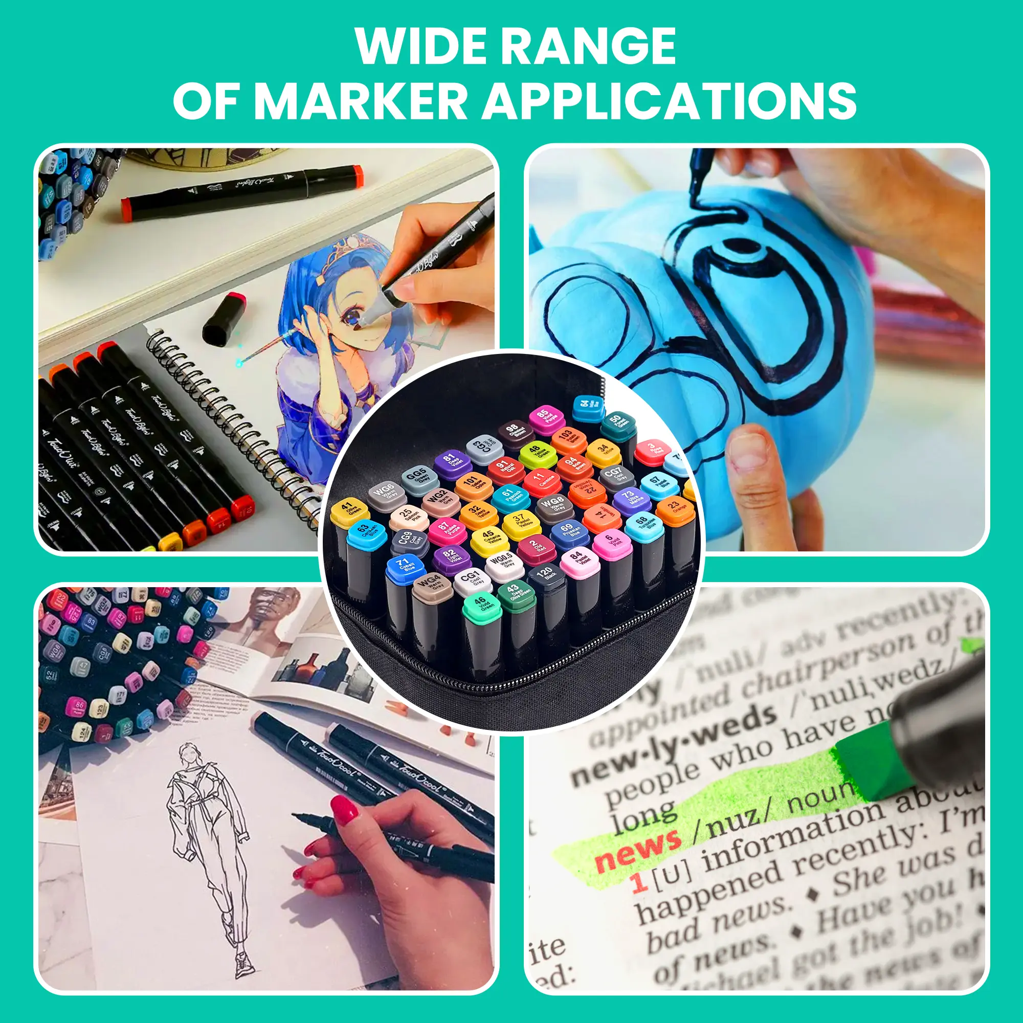 ZESTAW MARKERÓW ALKOHOLOWYCH MUFART 60SZT