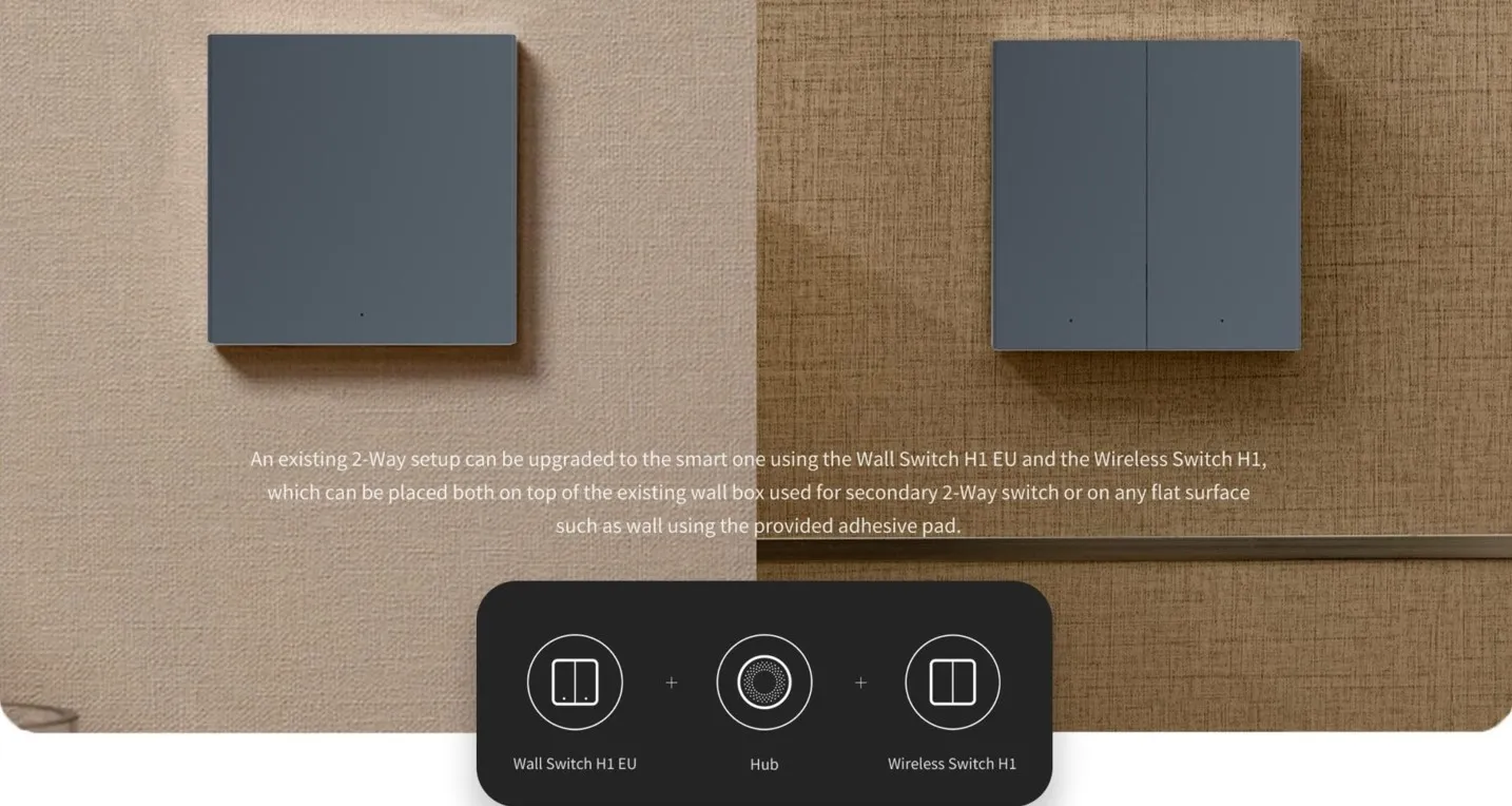 AQARA SMART WALL SWITCH H1 GREY (WITH NEUTRAL, DOUBLE ROCKER)