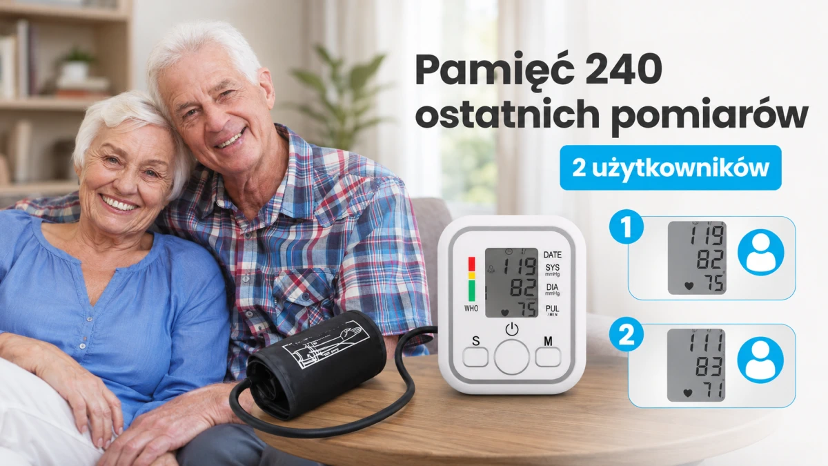 Pamięć wynik&oacute;w dla dw&oacute;ch użytkownik&oacute;w w ciśnieniomierzu Extralink K-4S