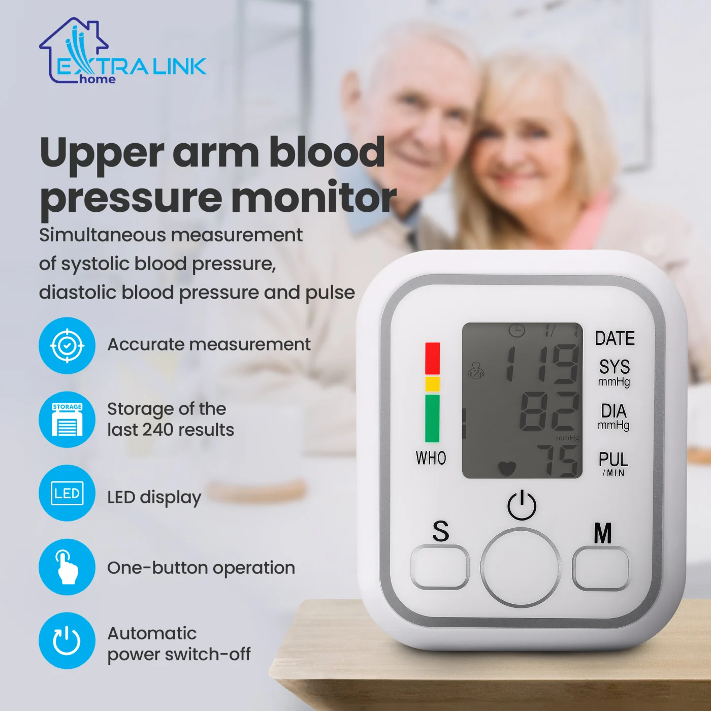 EXTRALINK SMART LIFE CIŚNIENIOMIERZ NARAMIENNY K-4S BIAŁY