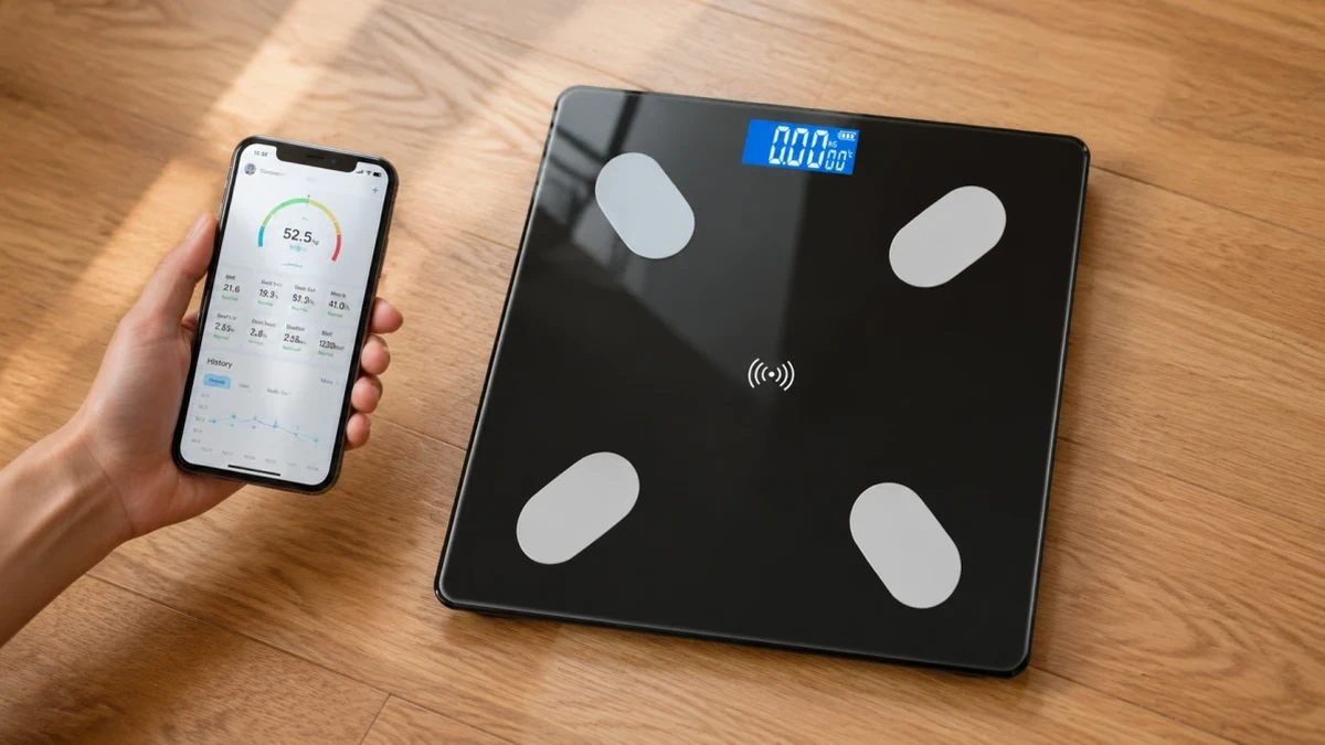 Waga Extralink K-01 połączona ze smartfonem przez Bluetooth