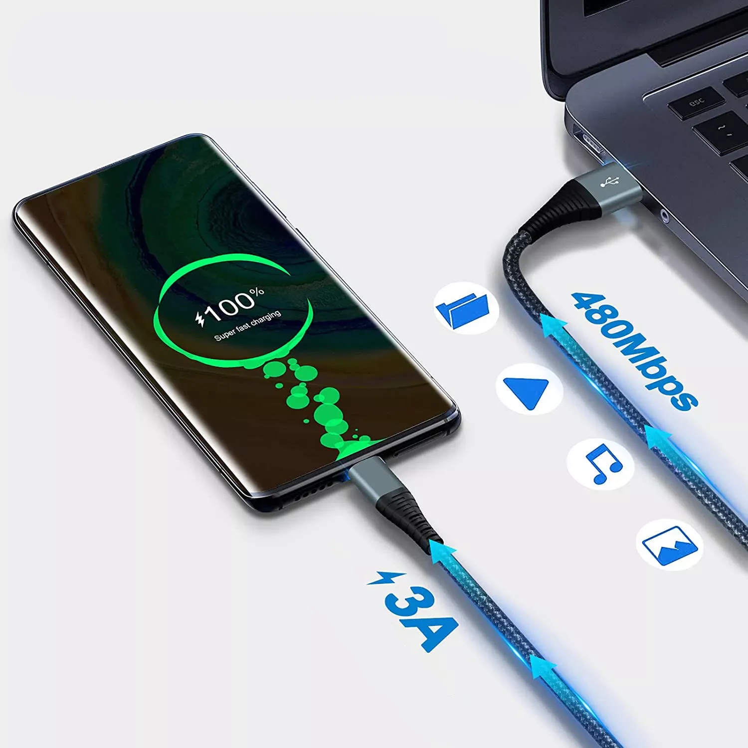 CABLE EXTRALINK SMART LIFE 15W, USB-A A USB-C