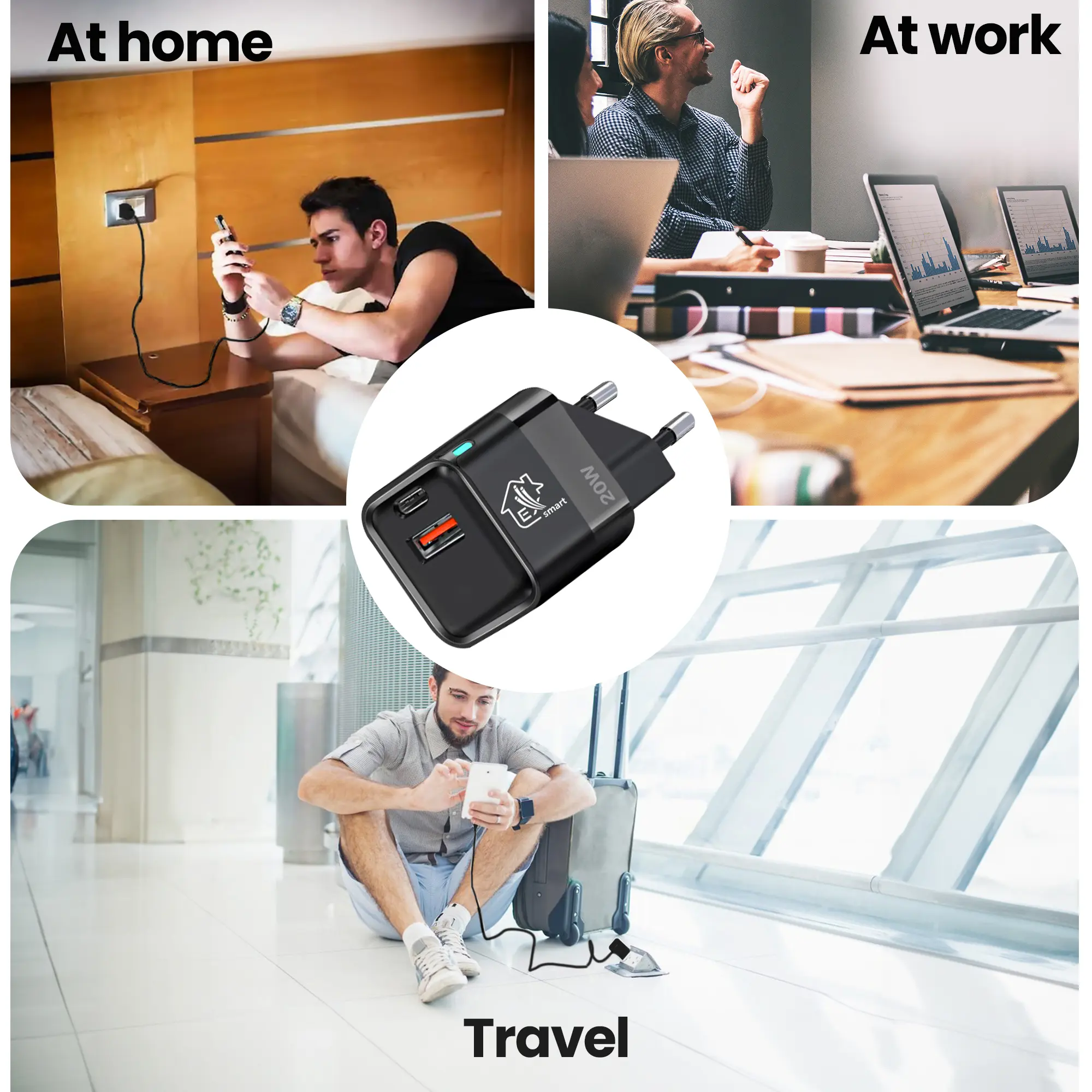 EXTRALINK SMART LIFE CHARGER 20W, USB-C AND USB A