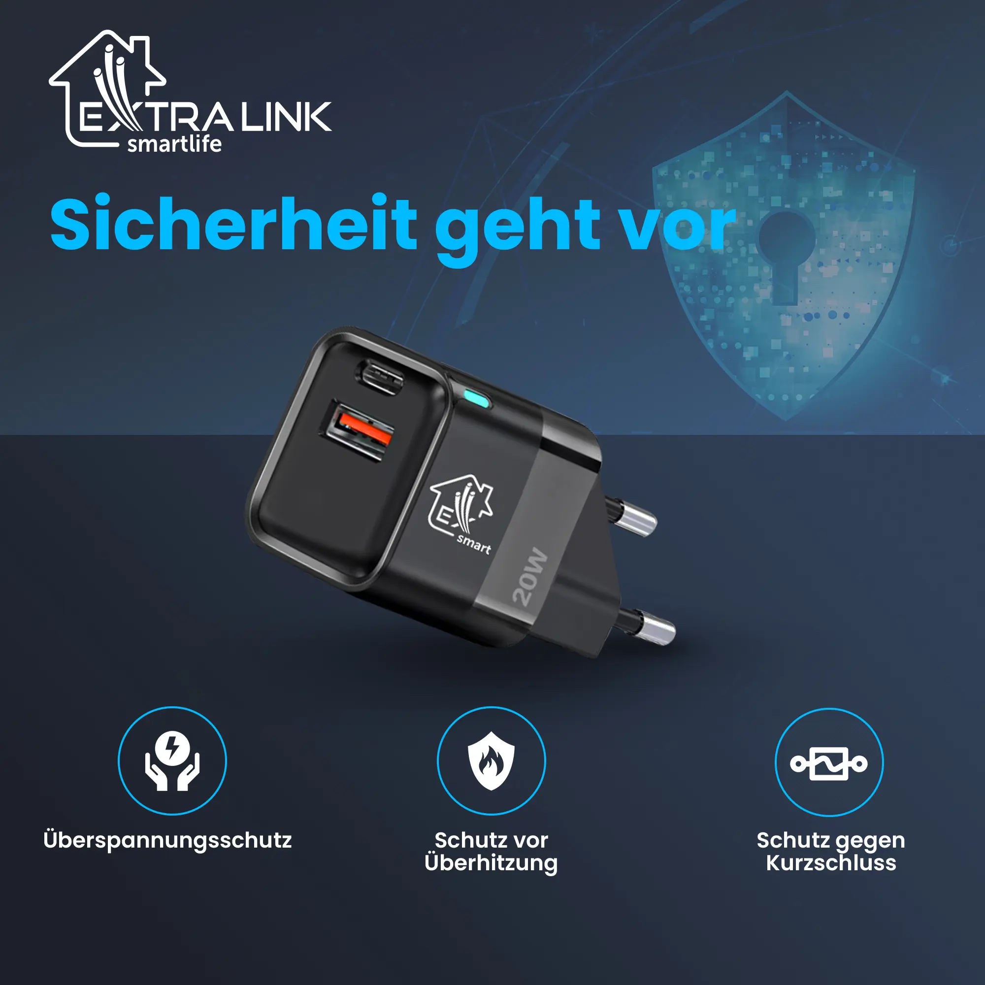 EXTRALINK SMART LIFE LADEGERÄT 20W, USB-C UND USB A