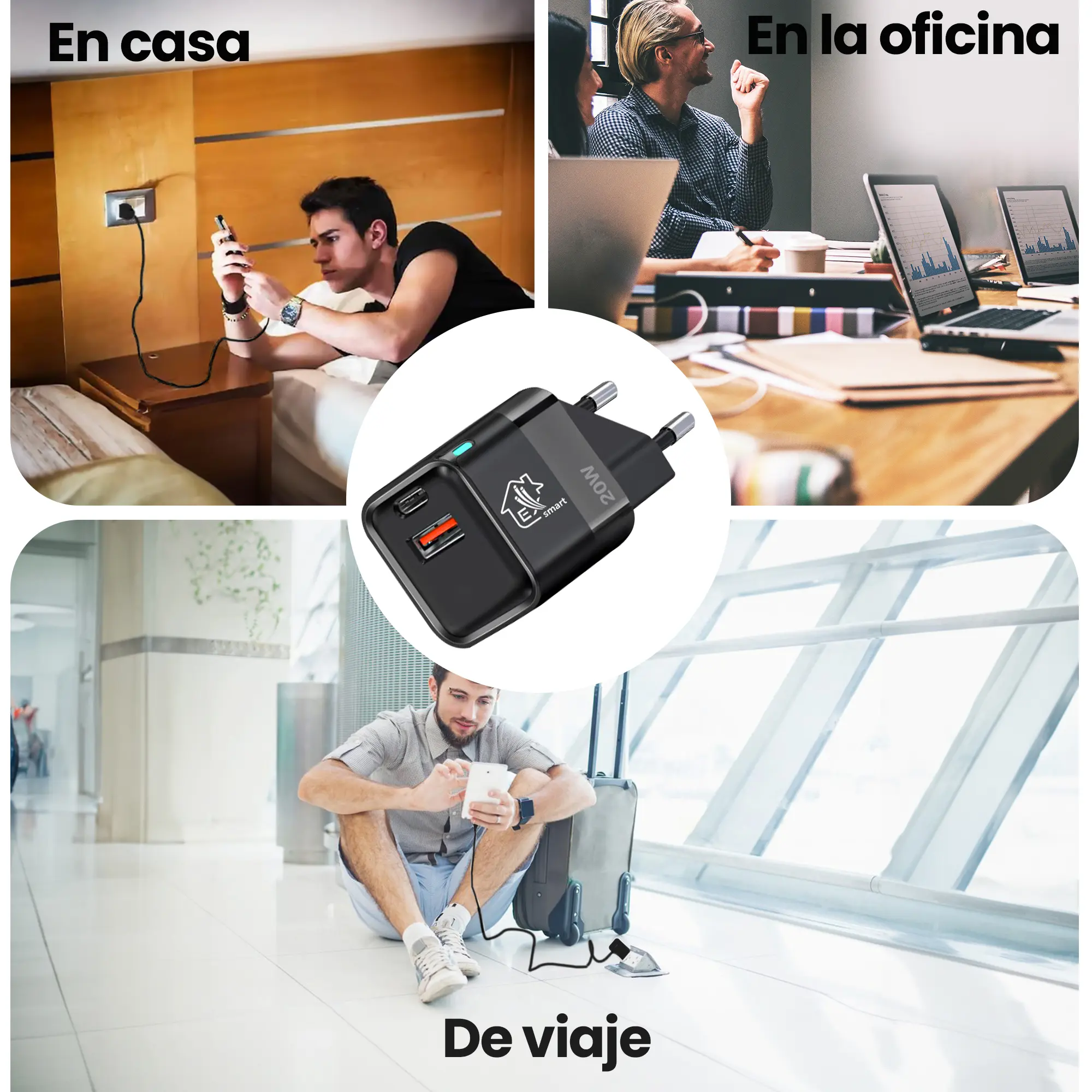 CARGADOR EXTRALINK SMART LIFE 20W, USB-C Y USB A