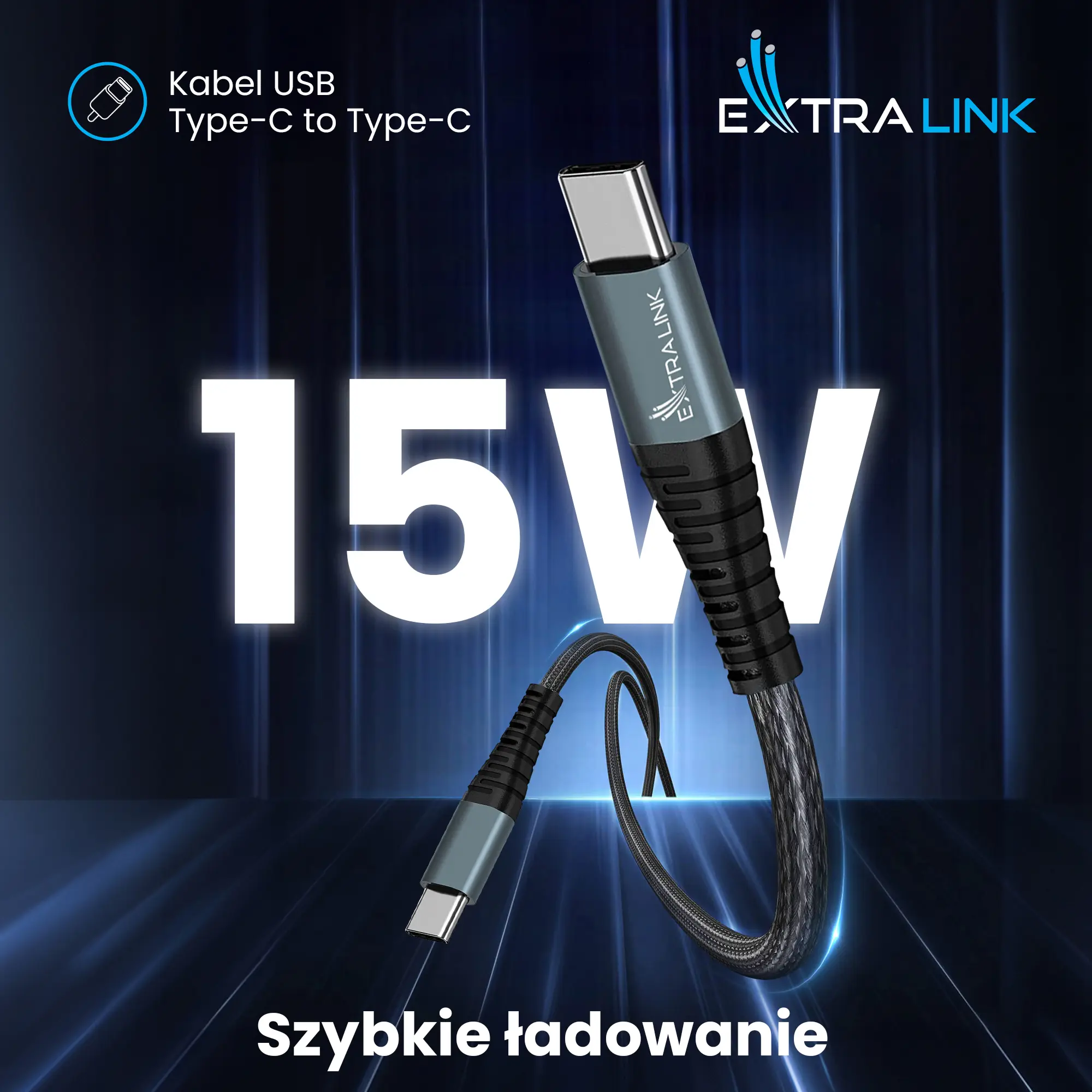 CABO EXTRALINK SMART LIFE 60W, USB-C para USB-C 120CM, PVC, 5V 2.4A/3A, CINZA