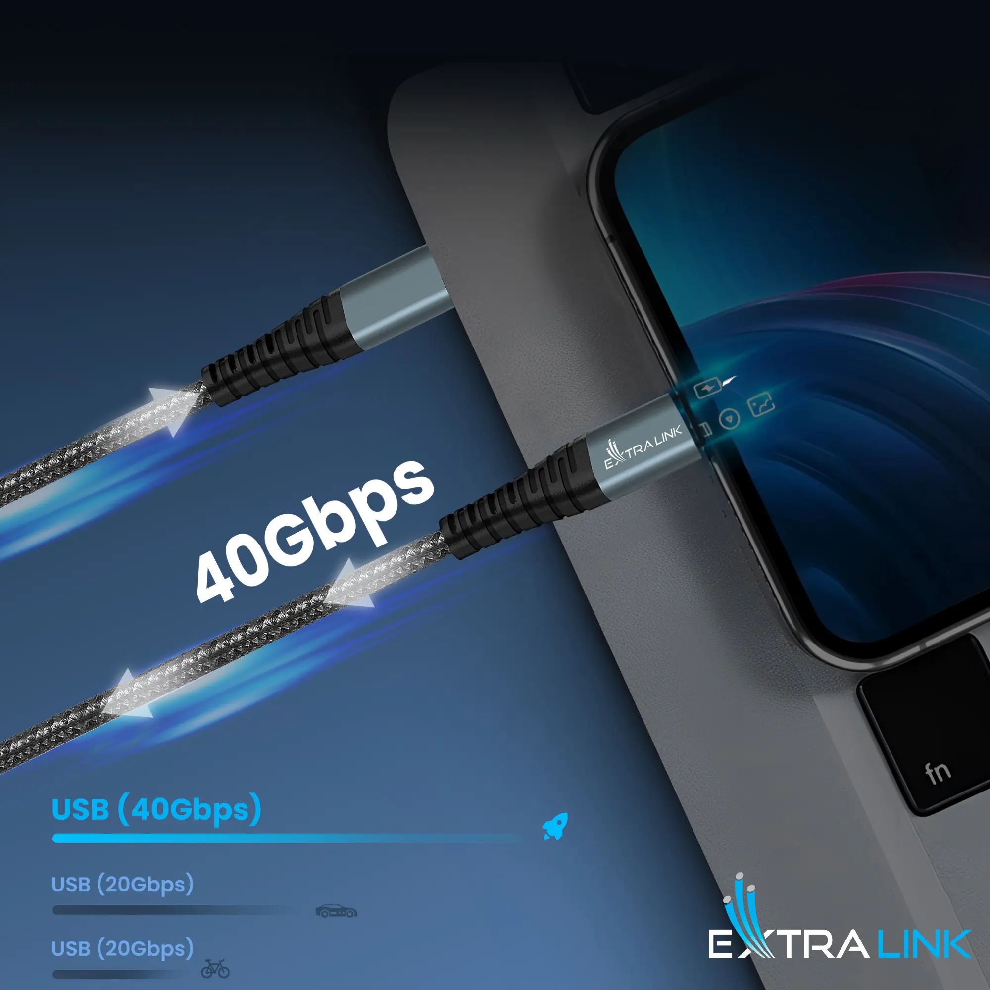 CABO EXTRALINK SMART LIFE 60W, USB-C para USB-C 120CM, PVC, 5V 2.4A/3A, CINZA
