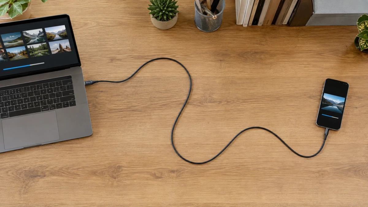 Transferencia de datos entre un smartphone y un portátil mediante el cable Extralink