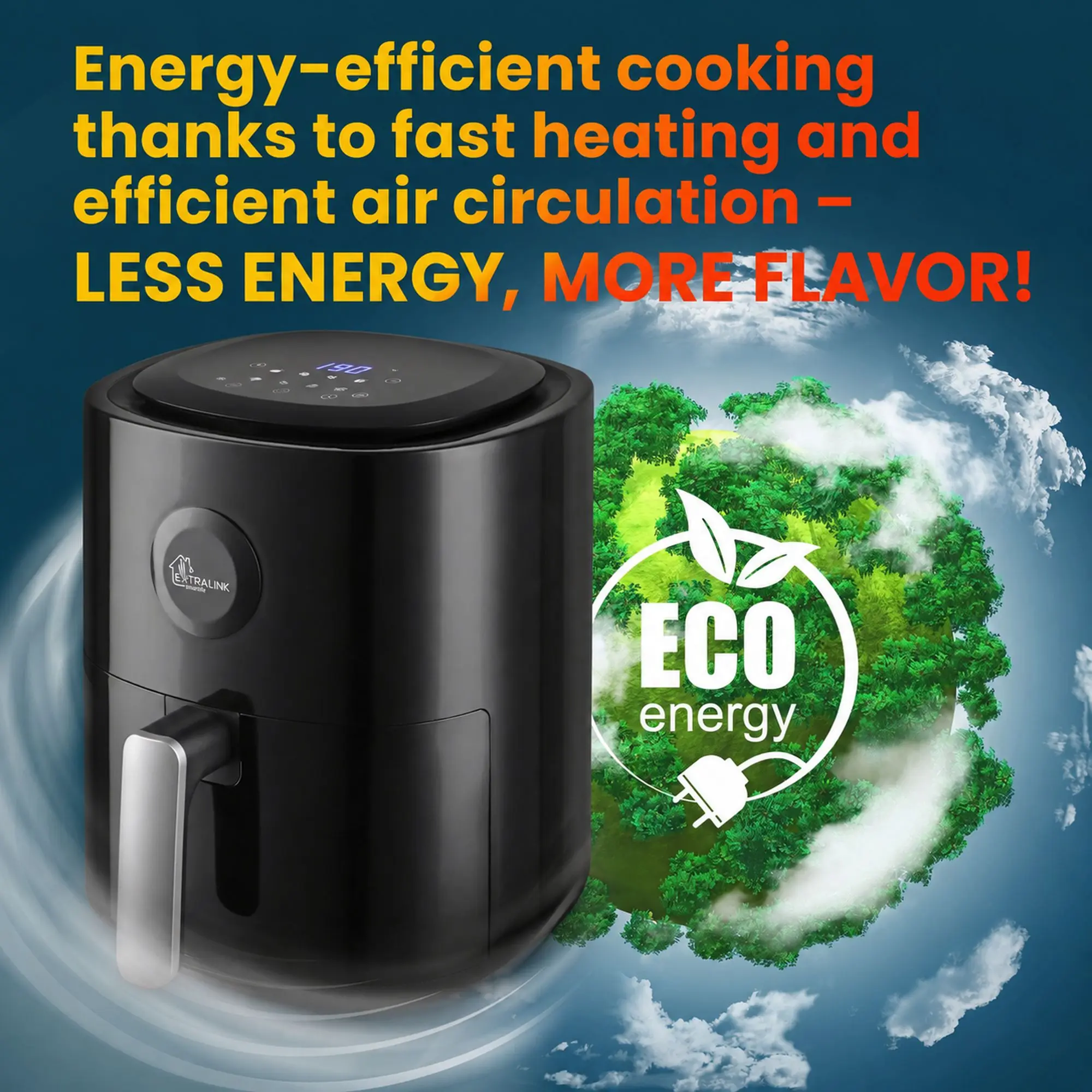 Black Extralink Home SJ-400 4L air fryer without Wi-Fi support