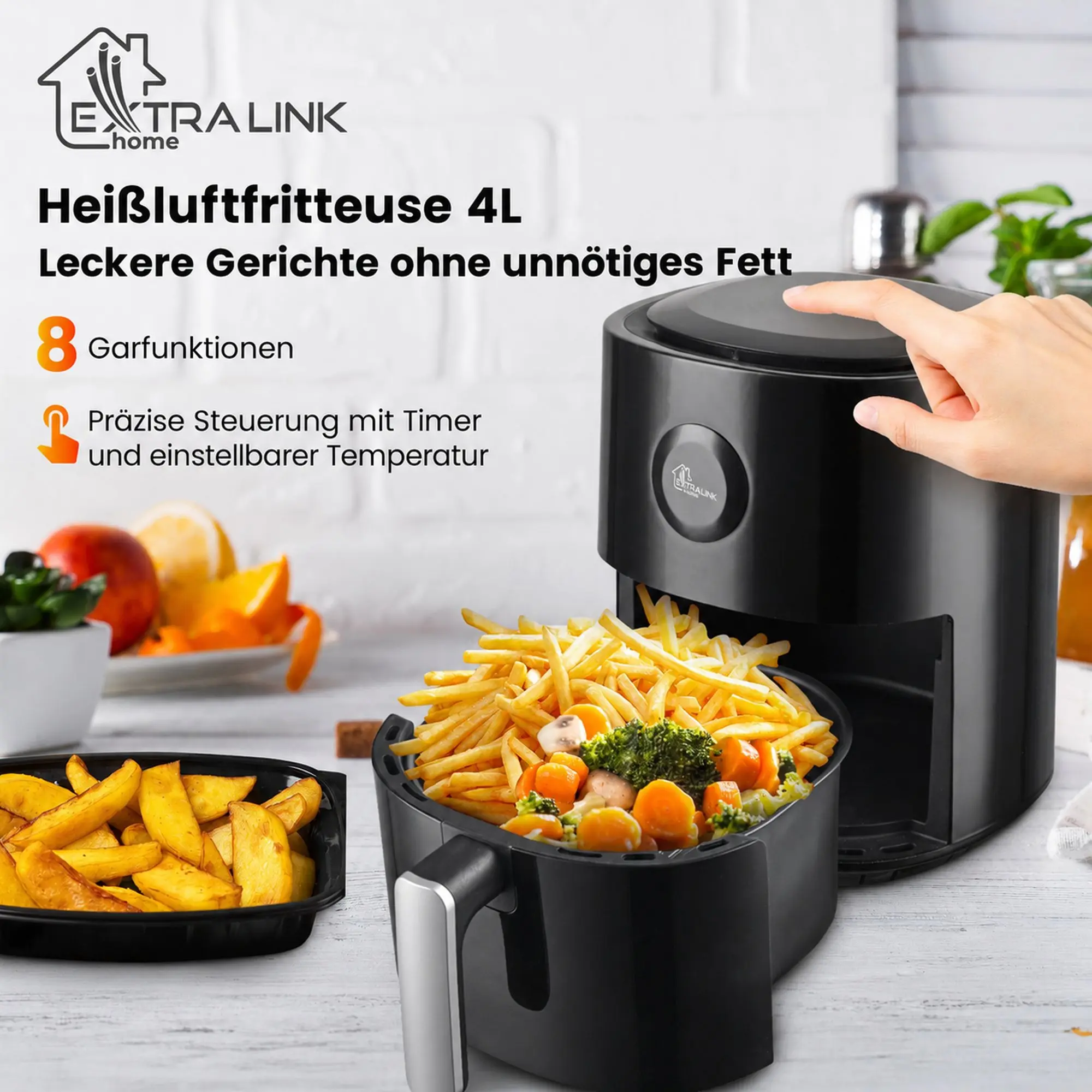 Schwarze Extralink Home SJ-400 4L Fritteuse ohne Wi-Fi-Unterstützung