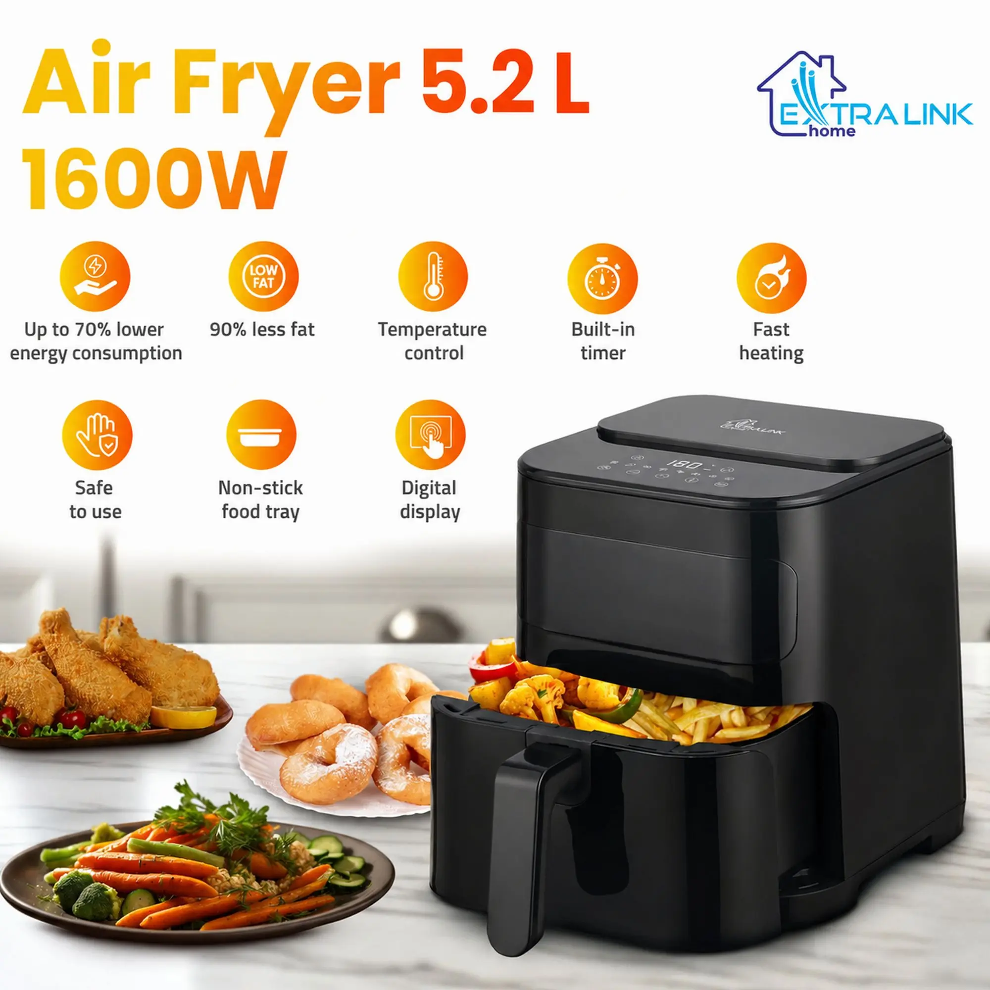 EXTRALINK HOME AIR FRYER 5.2L EU SJ-520