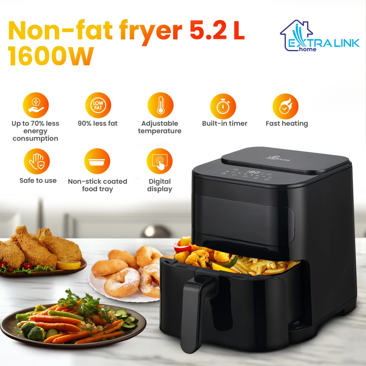 EXTRALINK HOME AIR FRYER 5.2L EU SJ-520