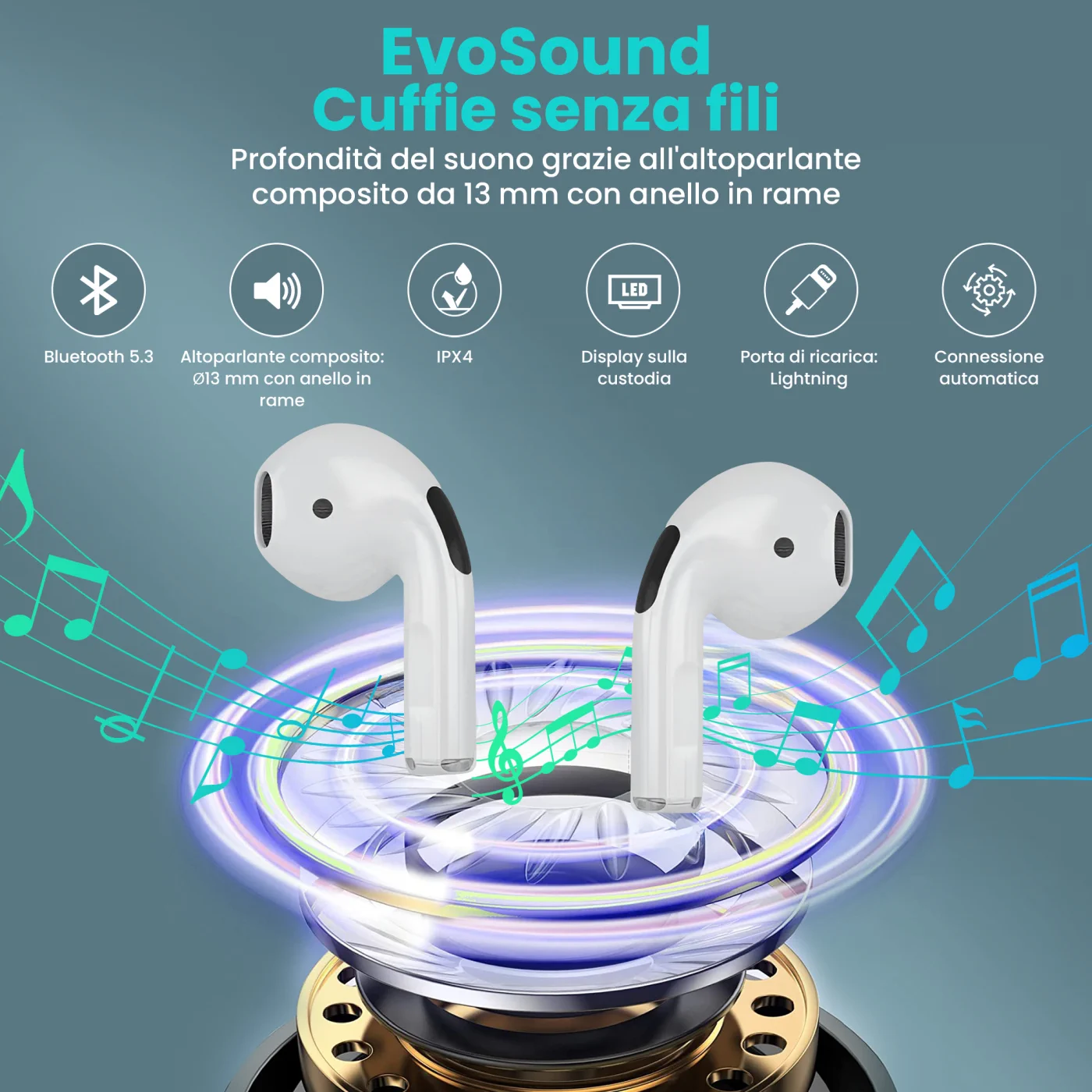 CUFFIE EXTRALINK LIFESTYLE EVOSOUND V1.0 BIANCO