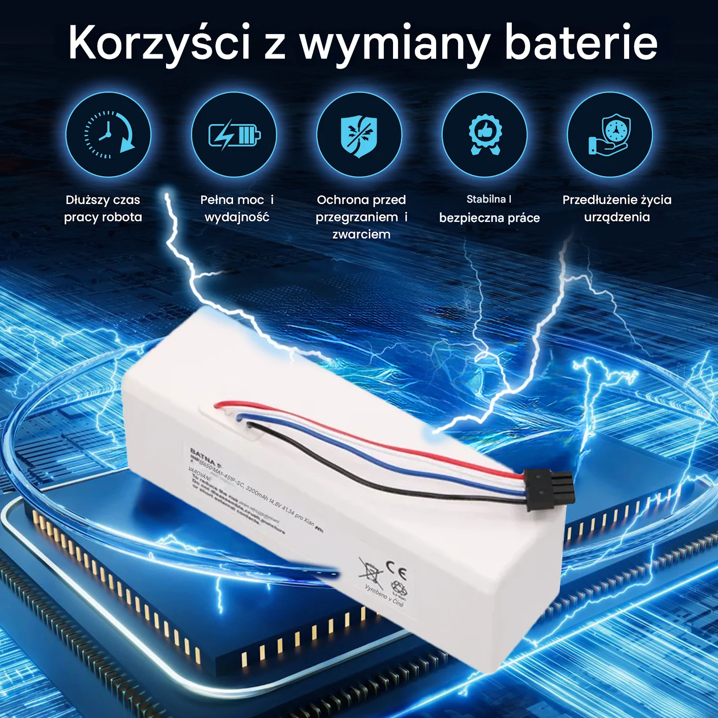 baterie pro vysavač xiaomi robot 1c, vizualizace pozad&iacute; s mikroprocesorem