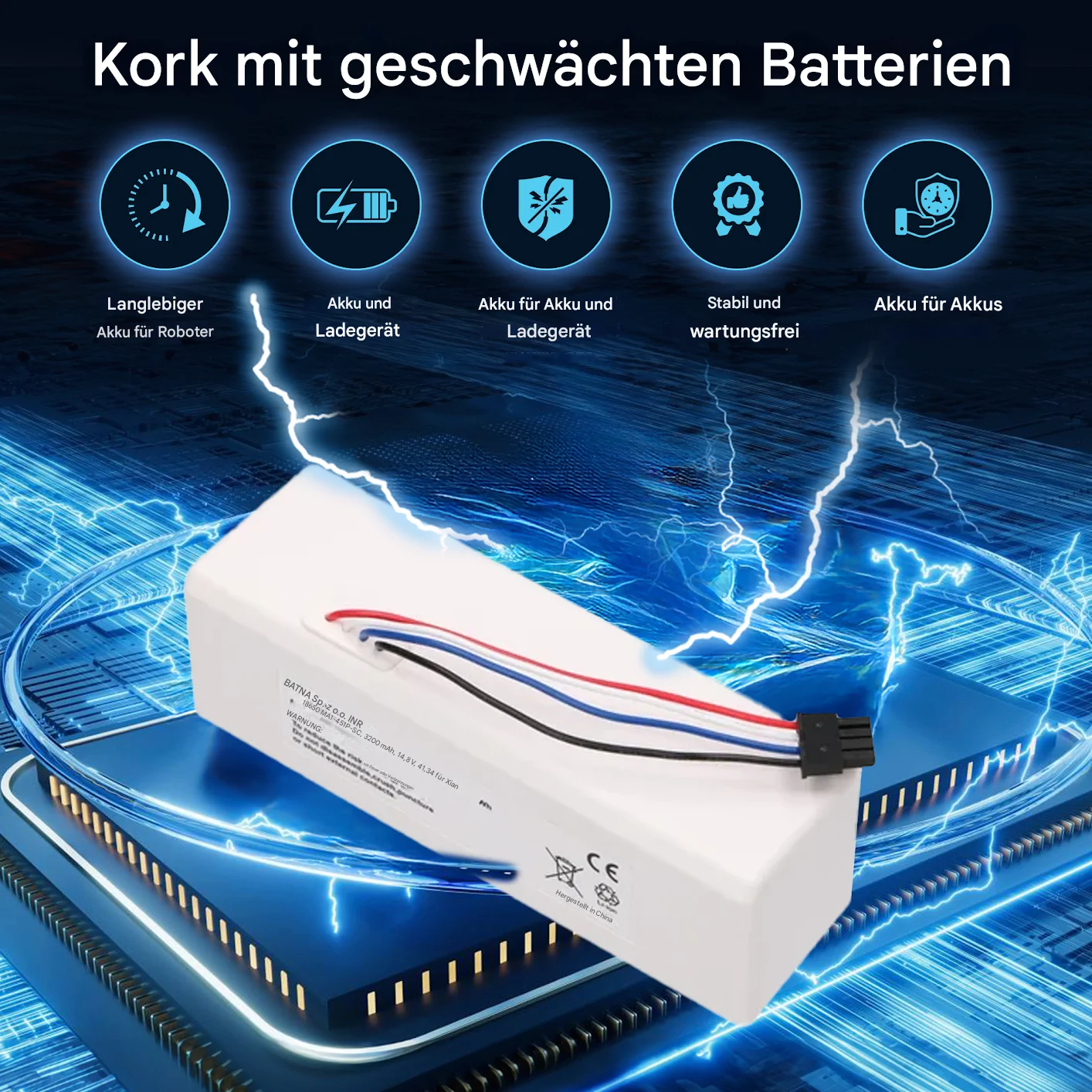 batterie f&uuml;r xiaomi robot 1c staubsauger, hintergrundvisualisierung mit mikroprozessor