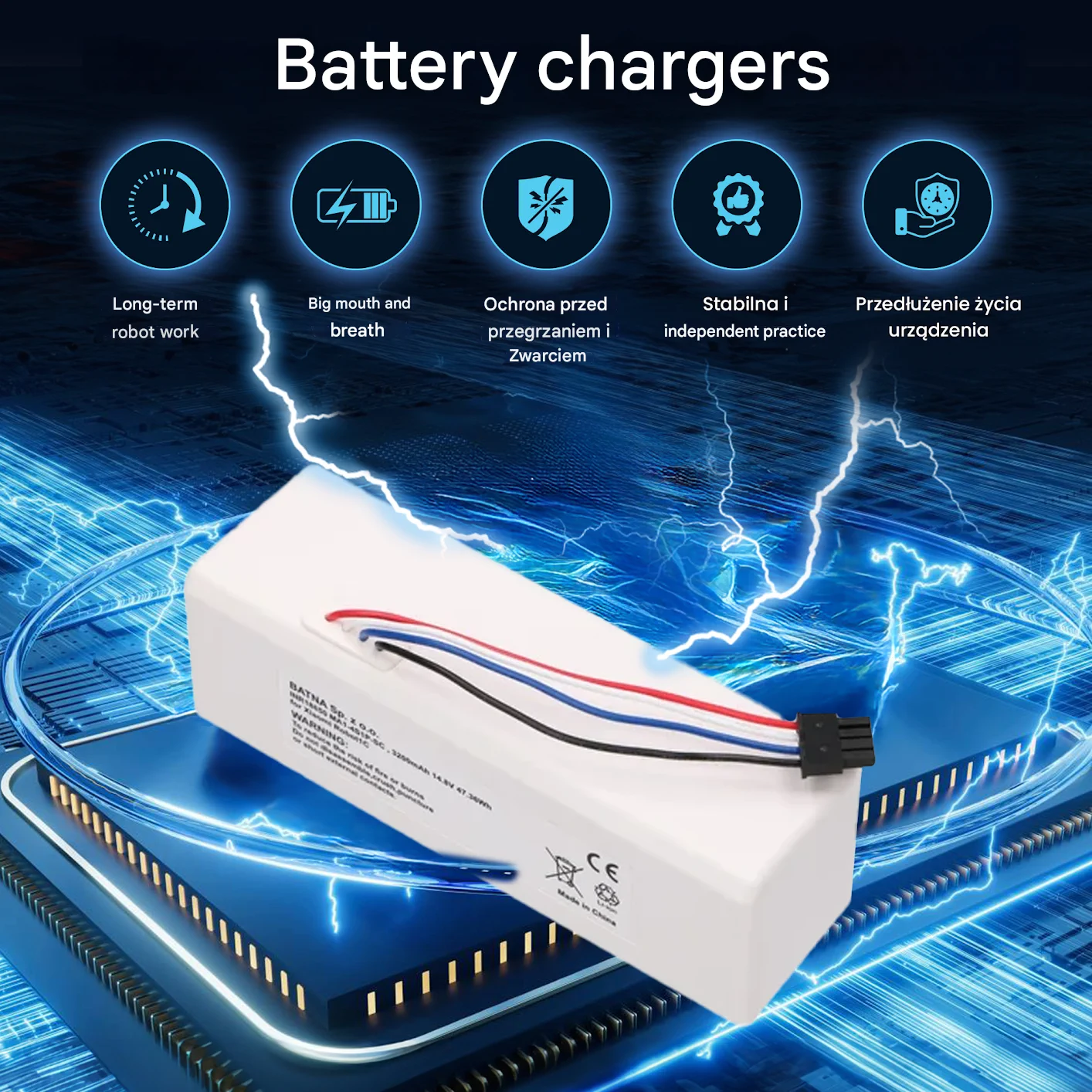 xiaomi robot 1c vacuum cleaner battery, microprocessor visualization in the background