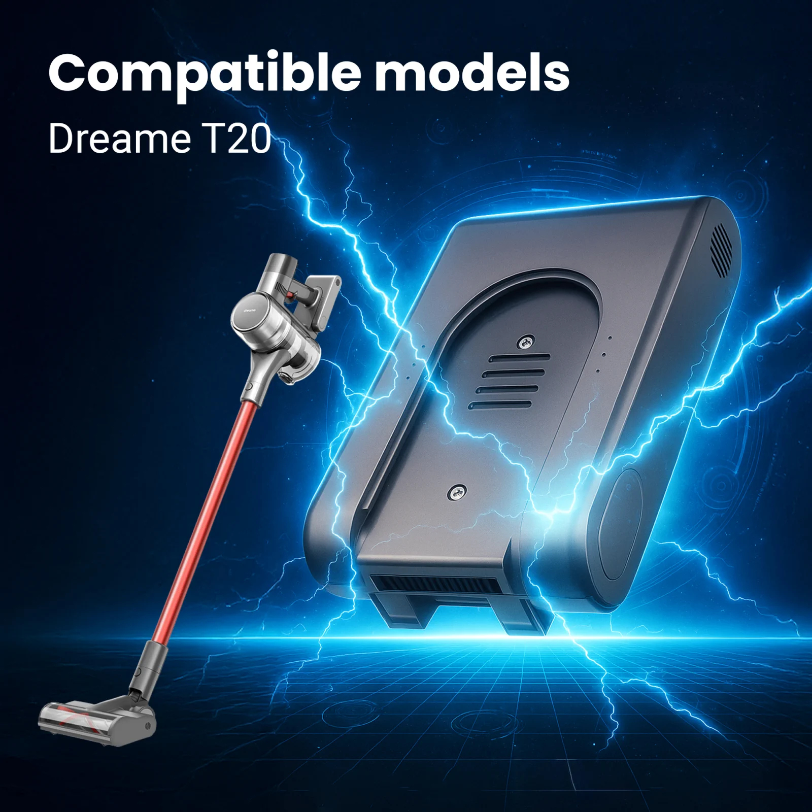 a la derecha la batería para el robot dreame t20 junto a la aspiradora de mano dreame t20