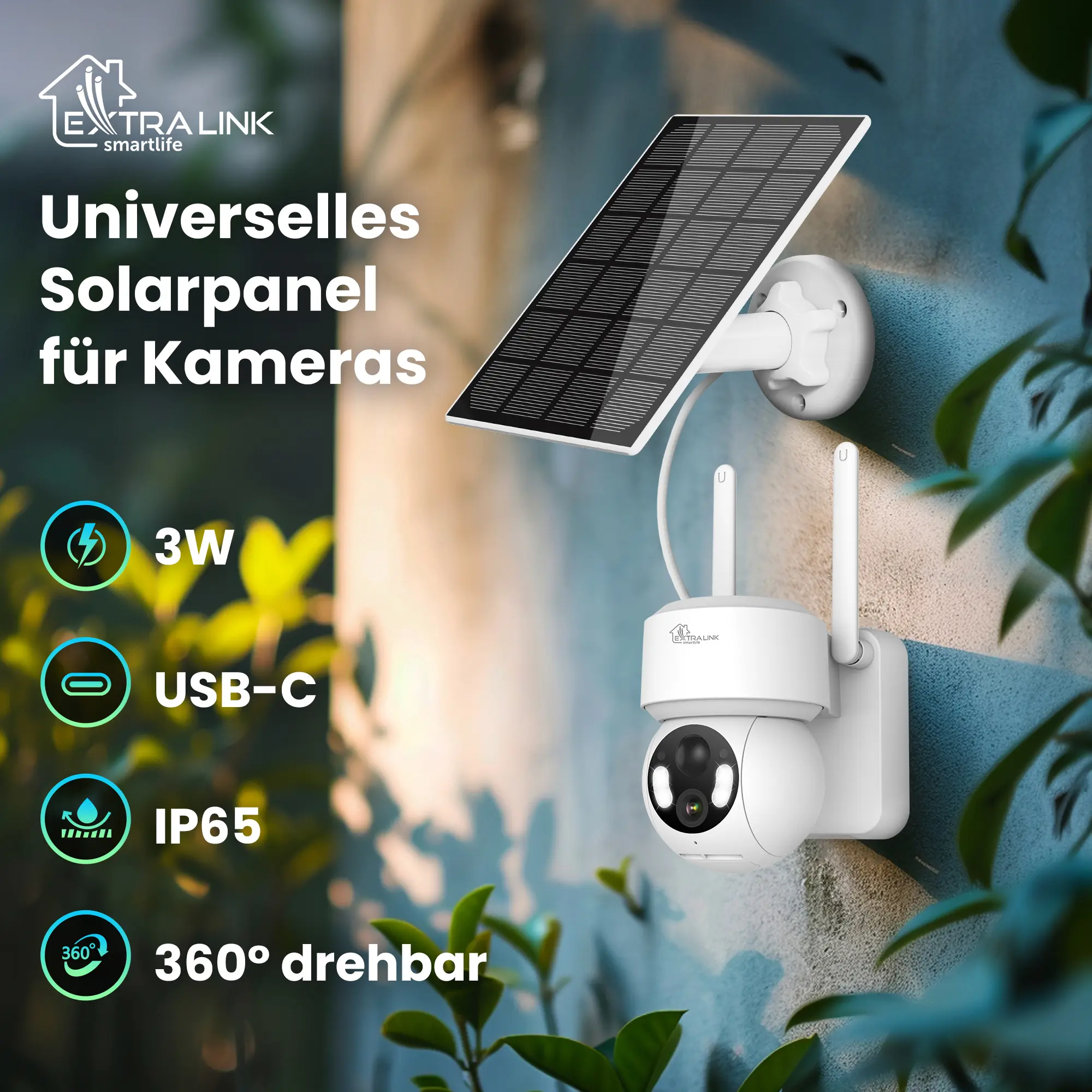 EXTRALINK SMART LIFE SOLARPANEL, 3W, USB-C, IP65 - JBS3W