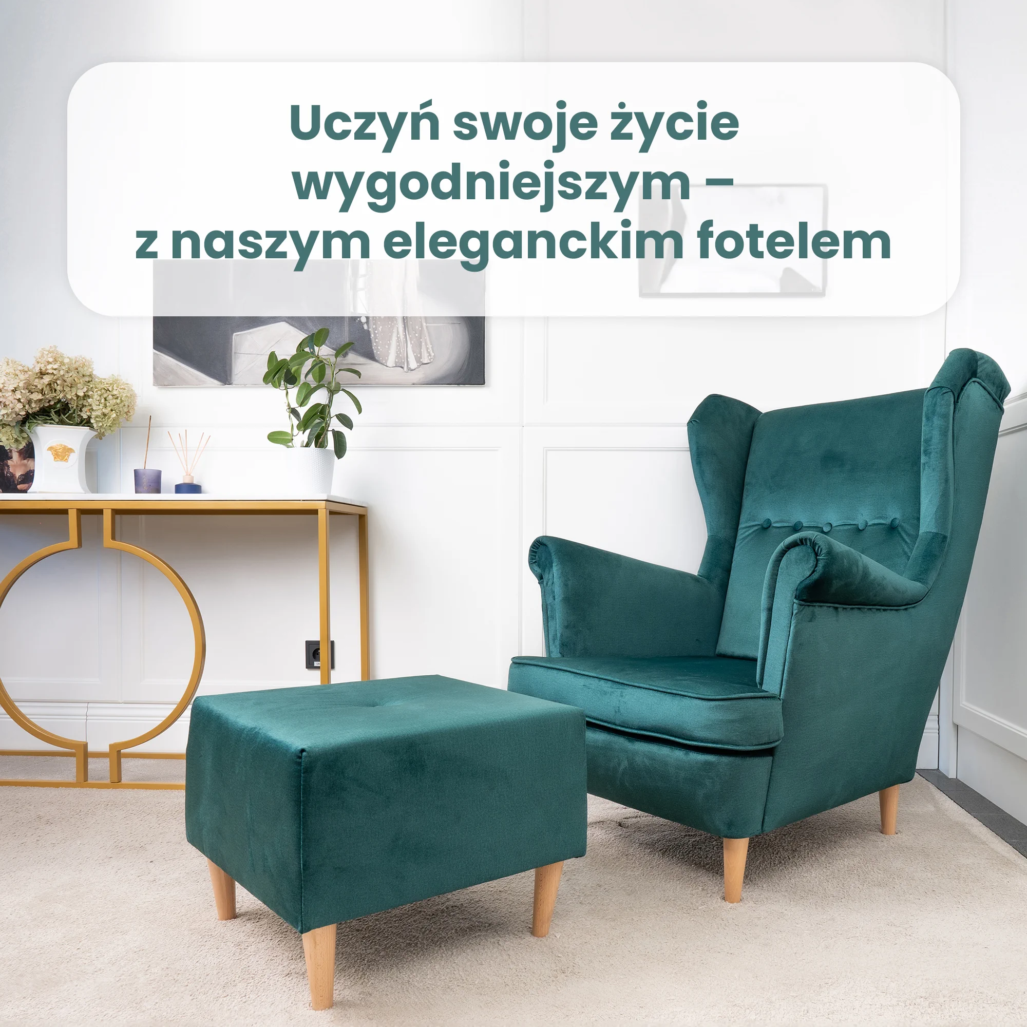 JANE ARMCHAIR WITH FOOTREST, GREEN