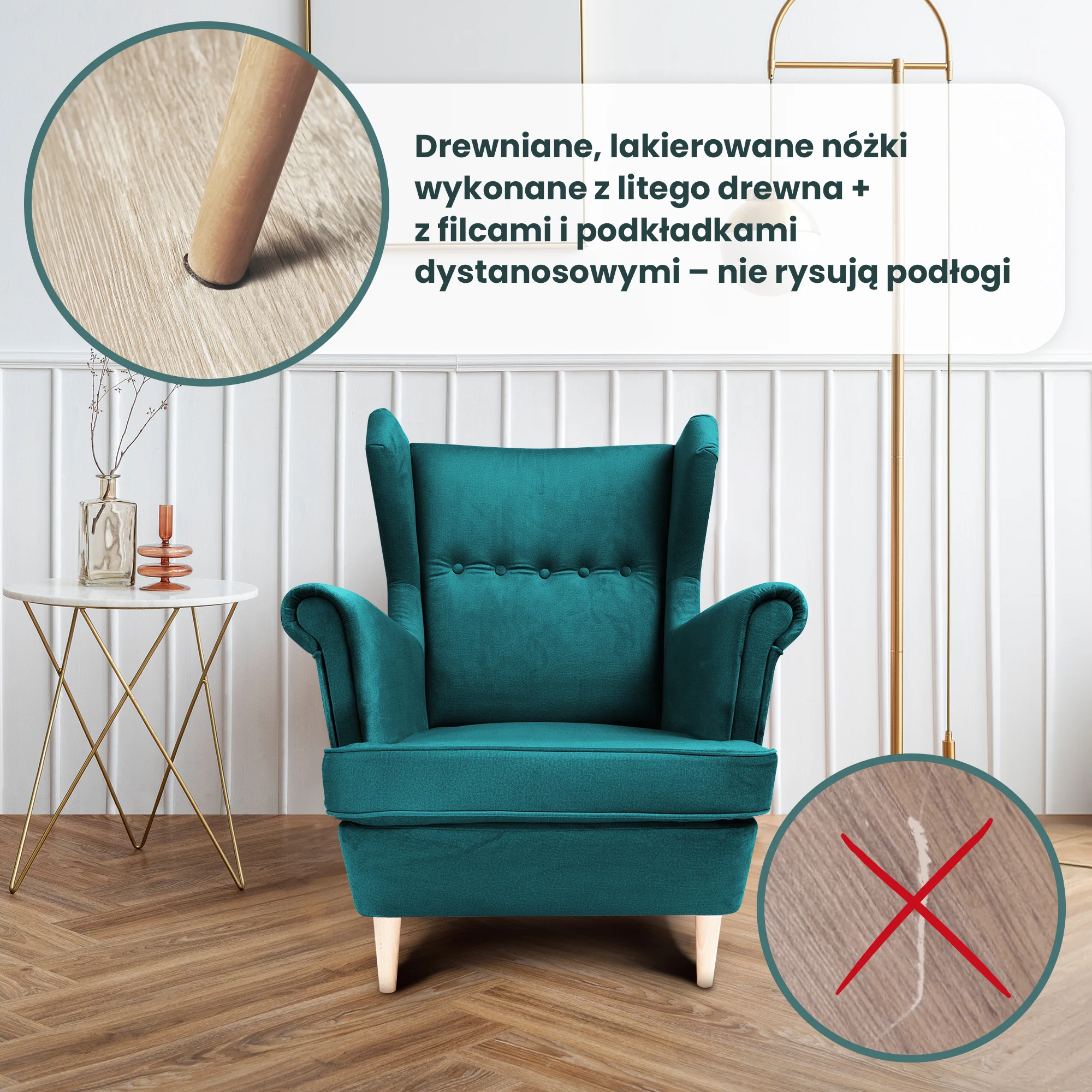 JANE ARMCHAIR WITH FOOTREST, GREEN