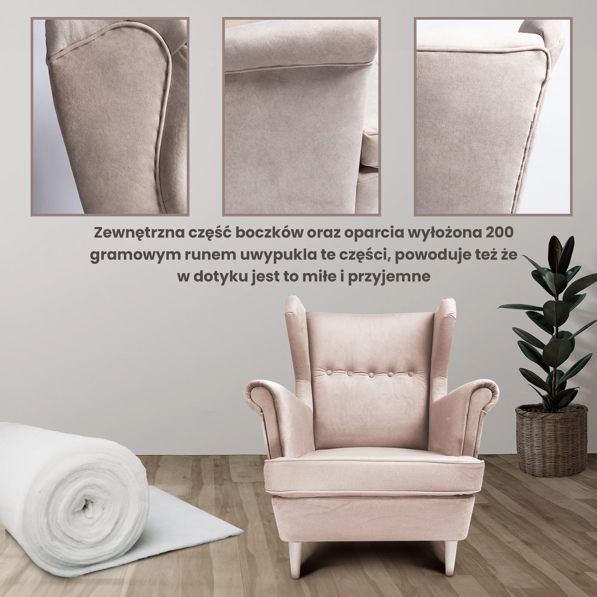 FOTEL JANE Z PODNÓŻKIEM, beżowy