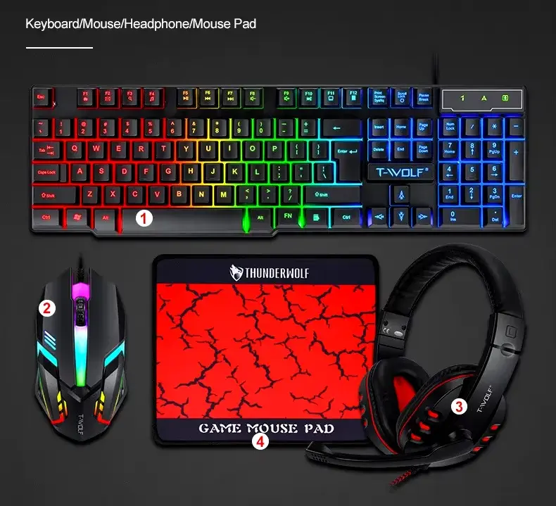 EXTRALINK HERNÍ SET TF850 5V1 LED KLÁVESNICE+MYŠ+PAD+HEADSET+REPRODUKTORY