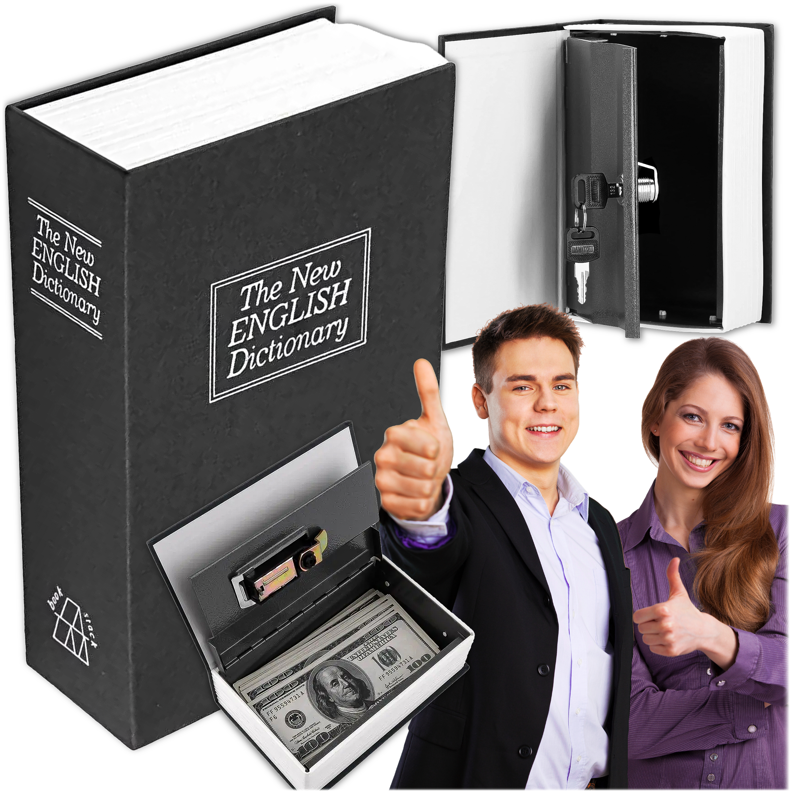 EXTRALINK CAJA FUERTE LIBRO DICCIONARIO METAL HUCHA LLAVES ACERO TAQUILLA S-405