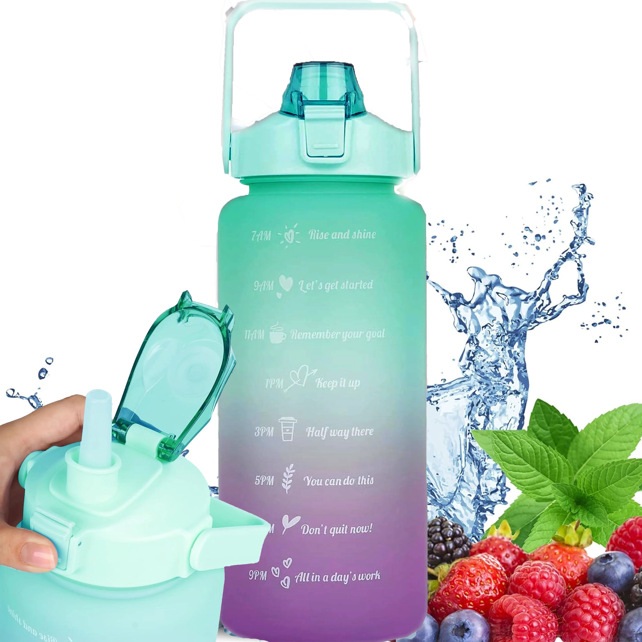 EXTRALINK BOTELLA DE AGUA MOTIVACIONAL 2000ML VERDE-MORADO BOTELLA-190