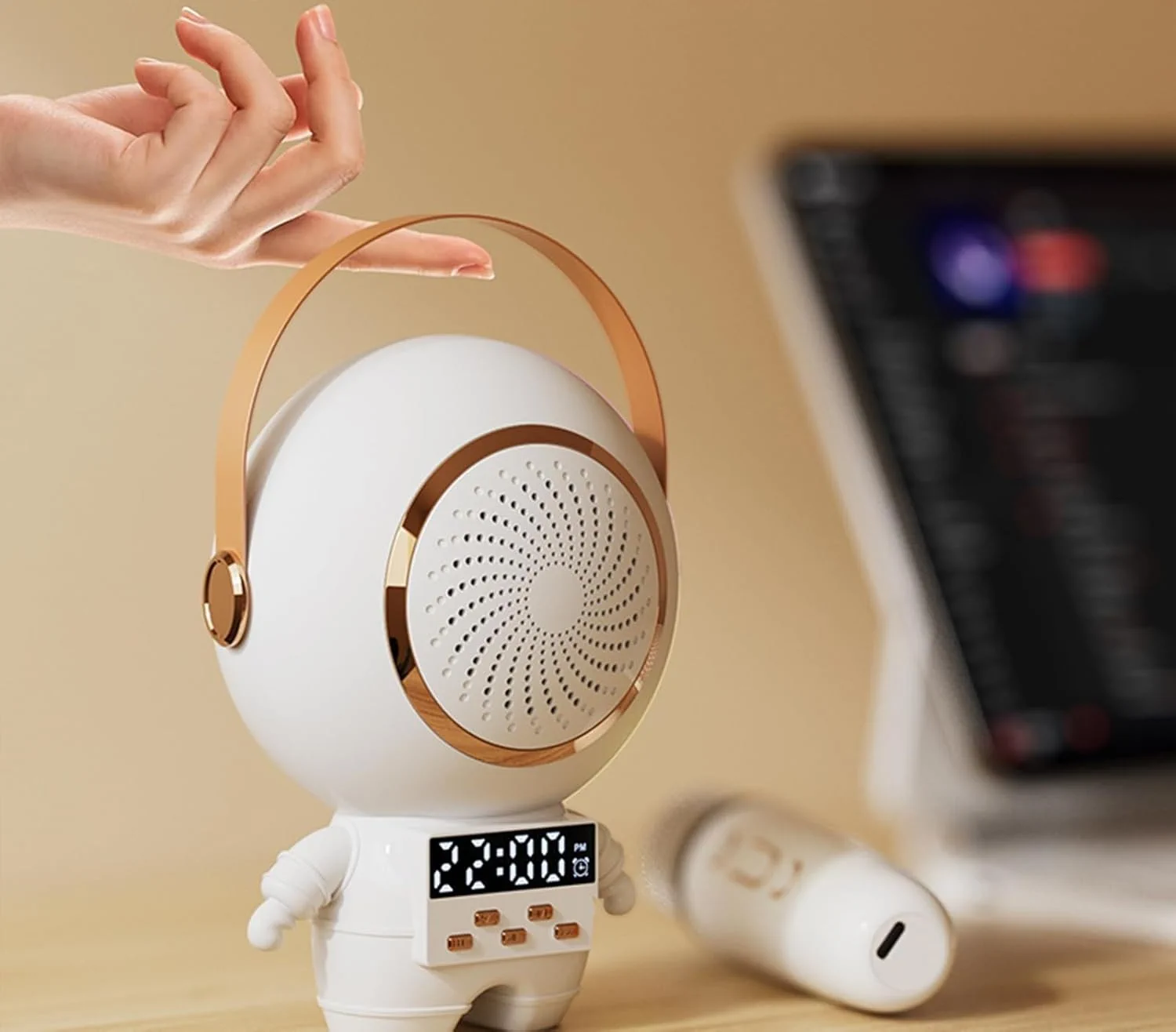 EXTRALINK KIDS ASTRO LED KARAOKE SPEAKER DUAL MICROPHONE WHITE