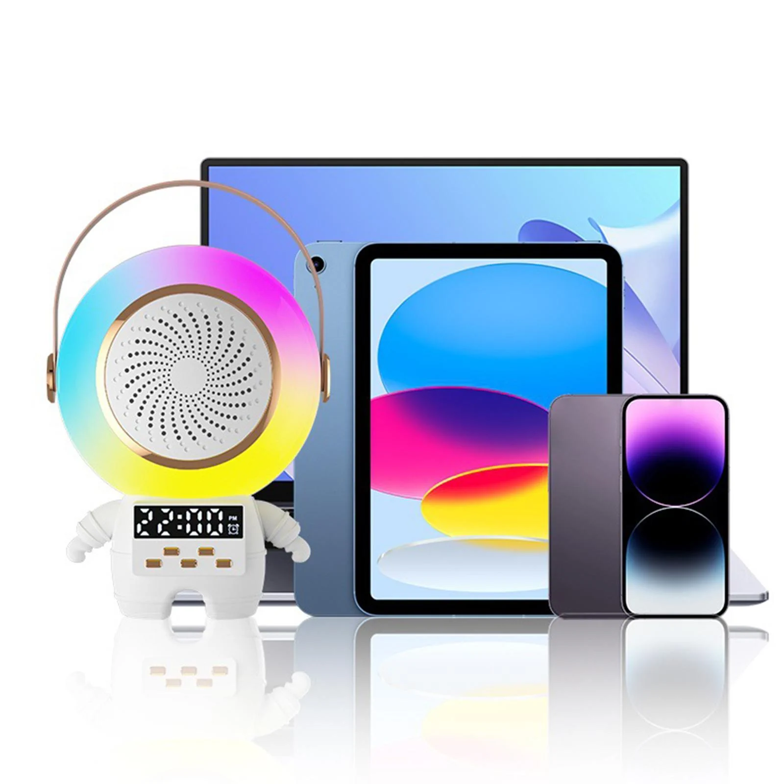 EXTRALINK KIDS ASTRO LED KARAOKE SPEAKER DUAL MICROPHONE WHITE