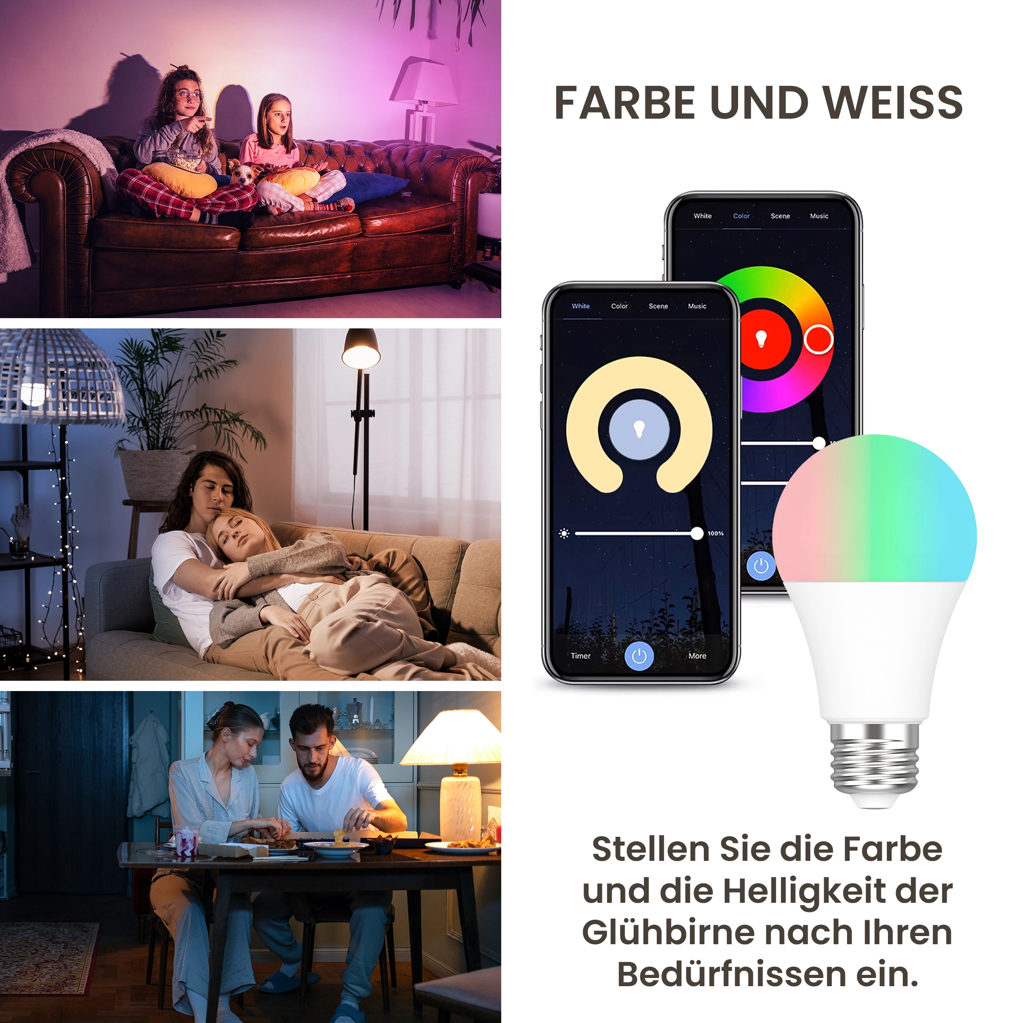EXTRALINK SMARTLIFE LED GL&Uuml;HBIRNE E27 A60 2700-6500K WIFI 220-240V