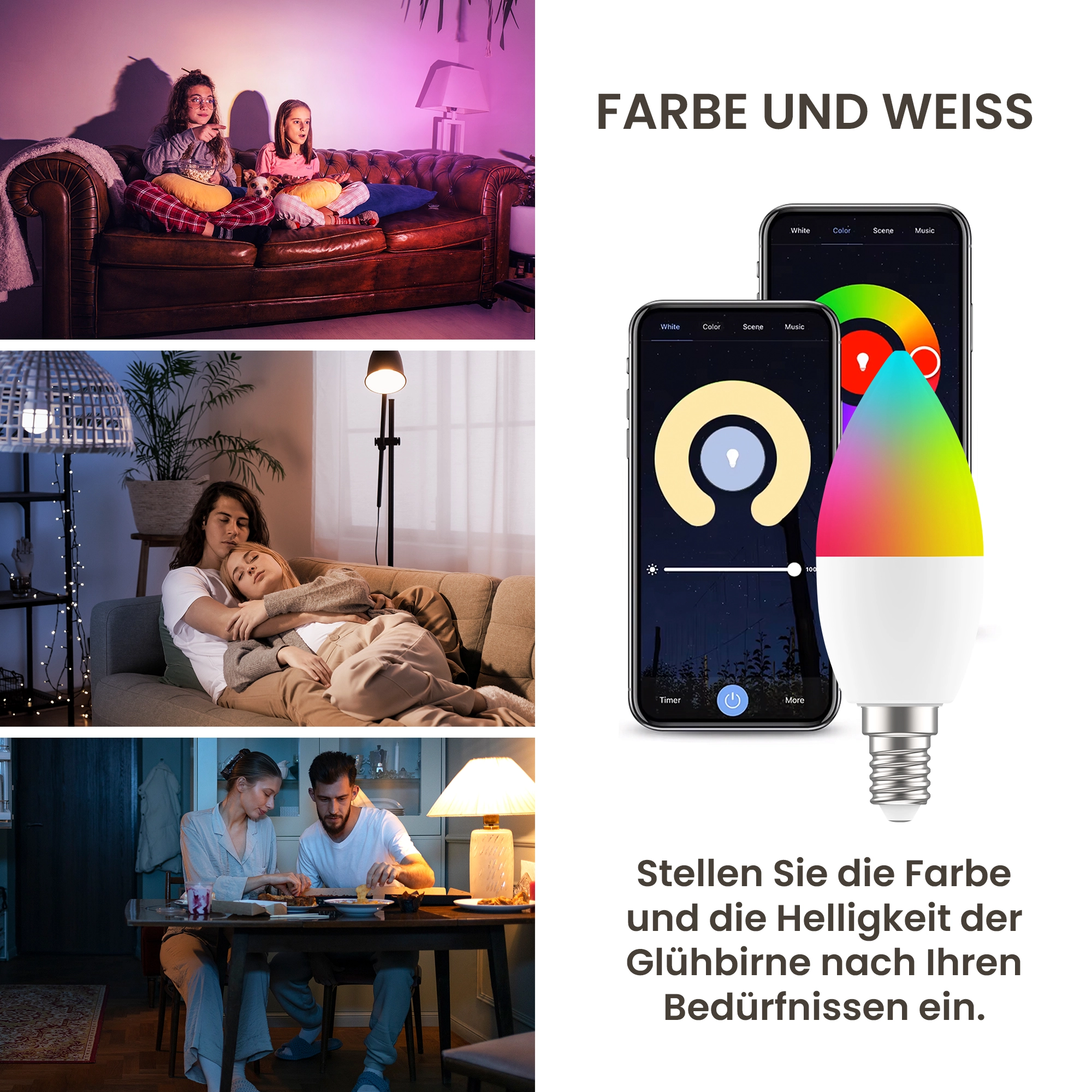 EXTRALINK SMARTLIFE LED GLÜHBIRNE E14 C37 2700-6500K WIFI 220-240V