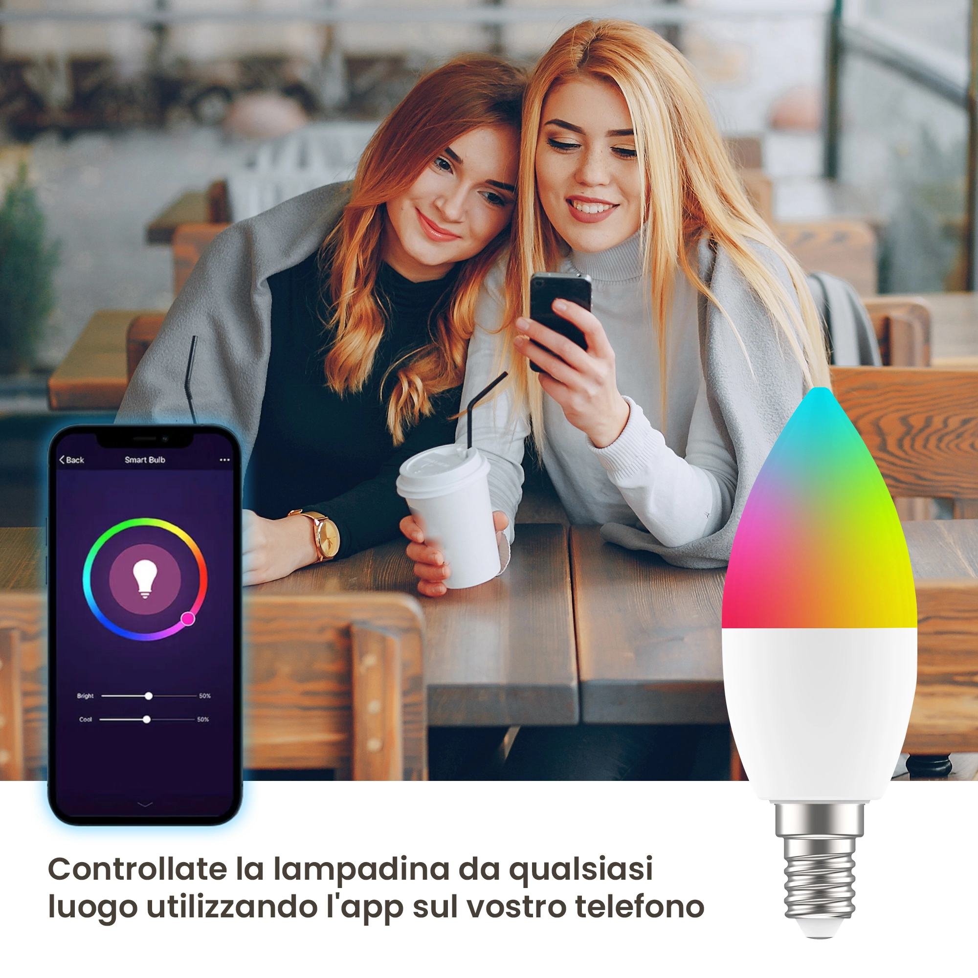 EXTRALINK SMARTLIFE LAMPADINA A LED E14 C37 2700-6500K WIFI 220-240V