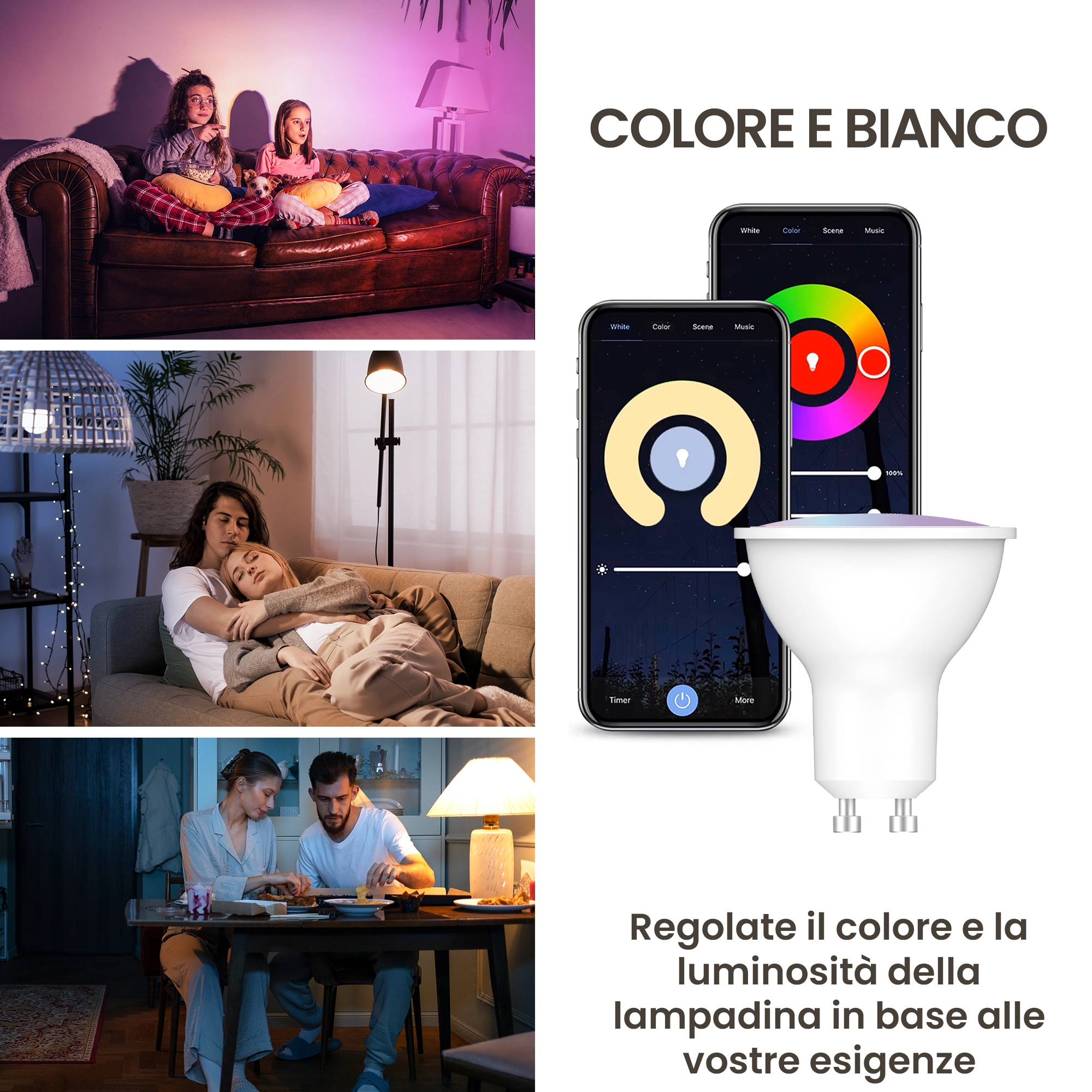 EXTRALINK SMARTLIFE LAMPADINA A LED GU10 G10 2700-6500K WIFI 220-240V