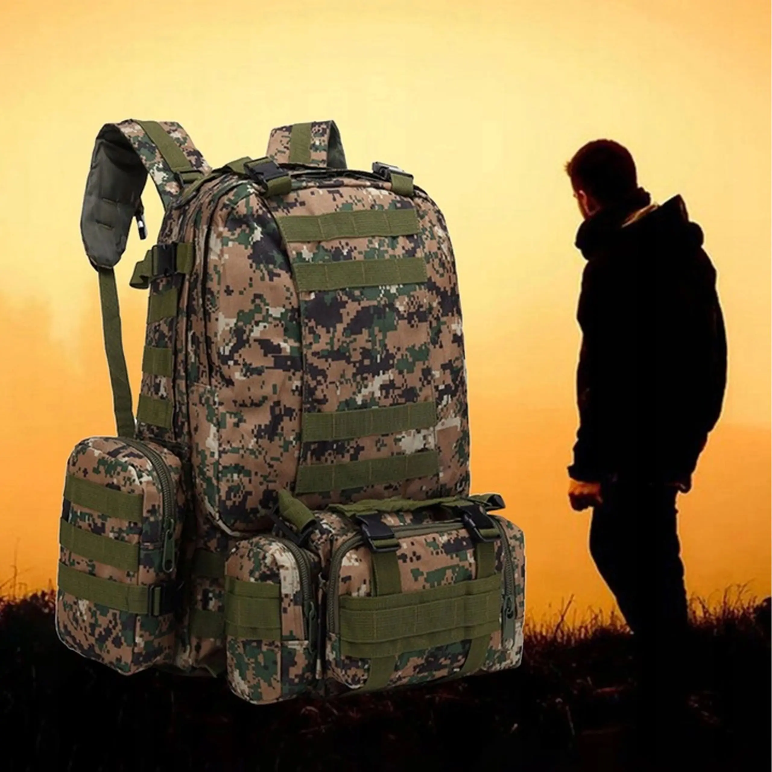 ZAINO MILITARE EXTRALINK SCUOLA VIAGGIO TATTICO 4IN1 MILITARE TURISMO SOPRAVVIVENZA 50L MIL-668
