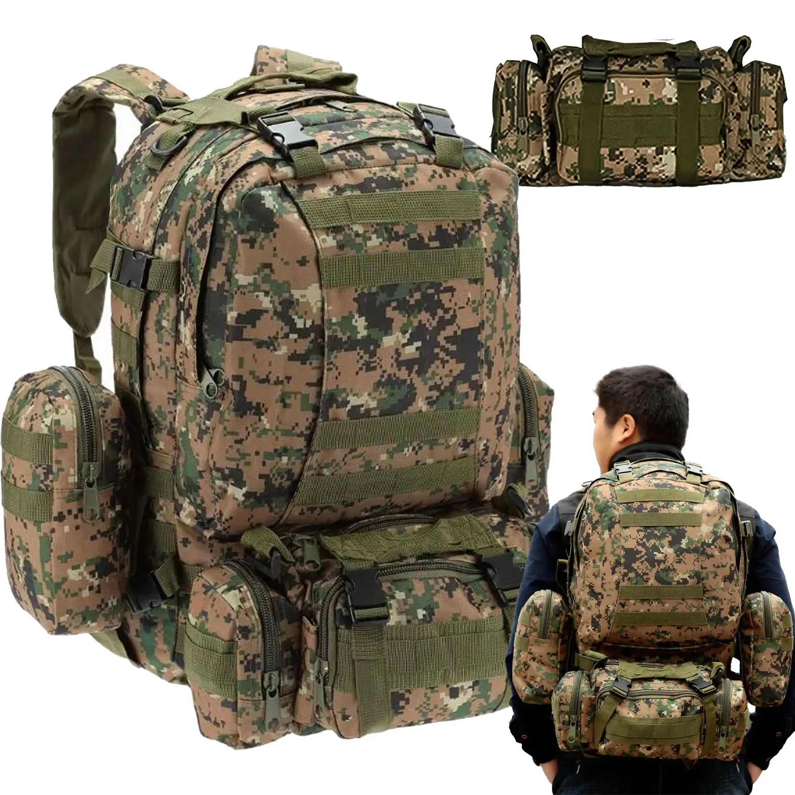 ZAINO MILITARE EXTRALINK SCUOLA VIAGGIO TATTICO 4IN1 MILITARE TURISMO SOPRAVVIVENZA 50L MIL-668