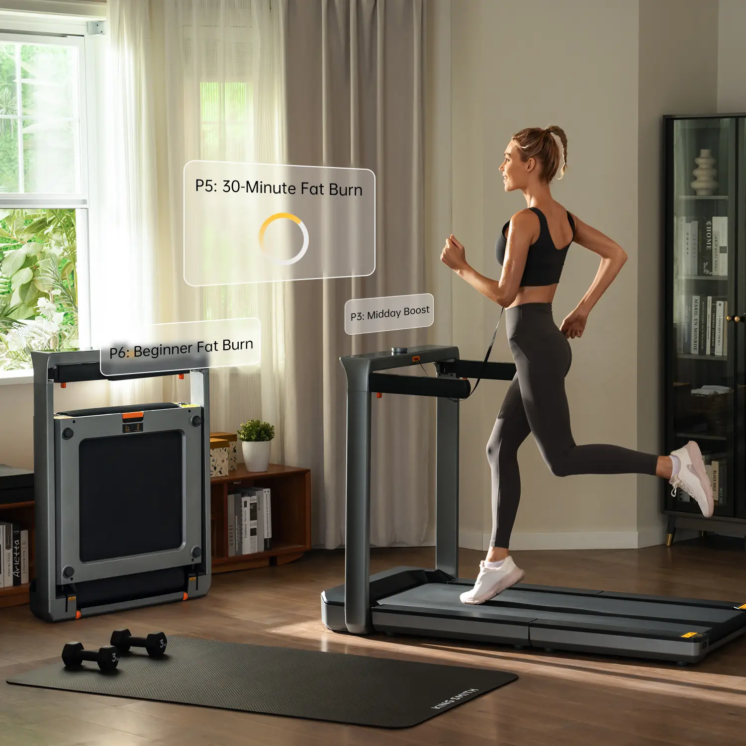 KINGSMITH MX16+ TREADMILL-VERTICAL FOLD+SIDE HANDRAIL 1.5 HP (1-16KM/H)