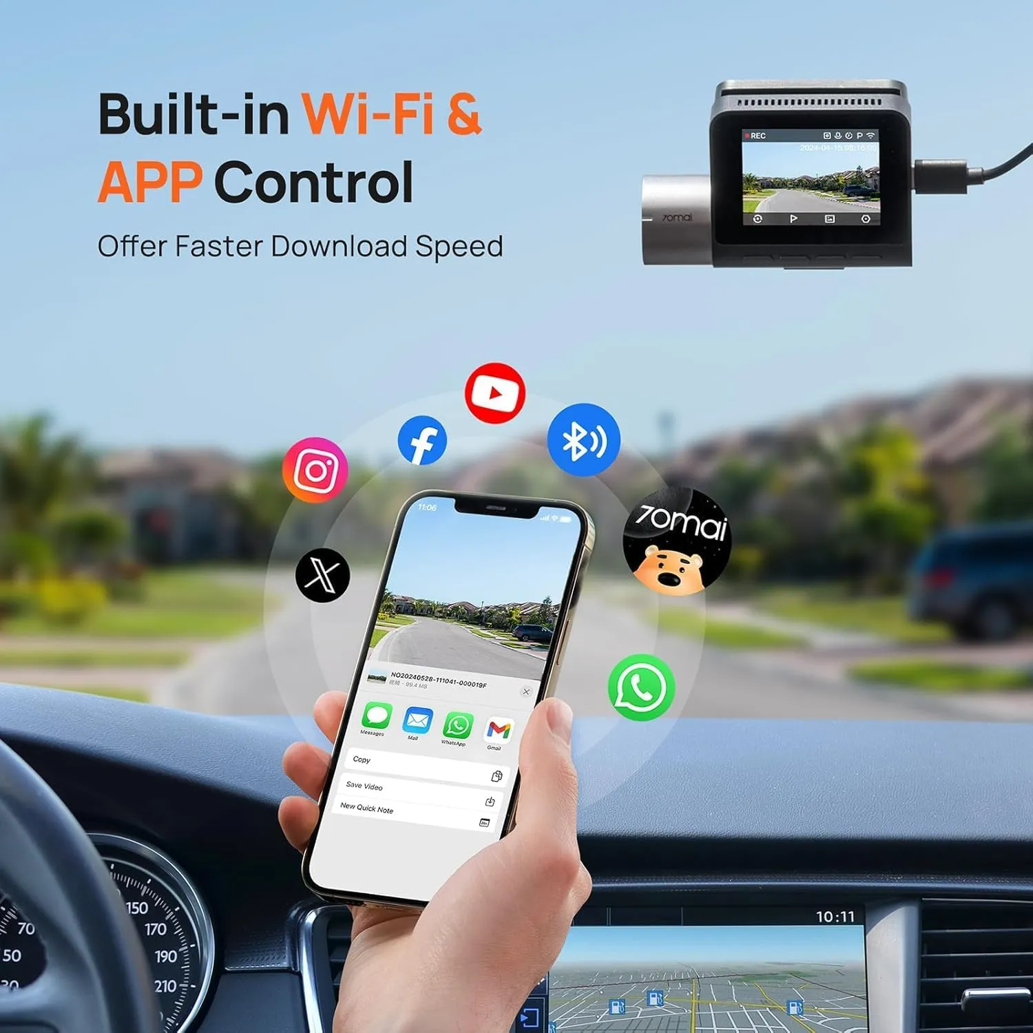 70MAI DASH CAM WIFI/GPS A510-1 SET