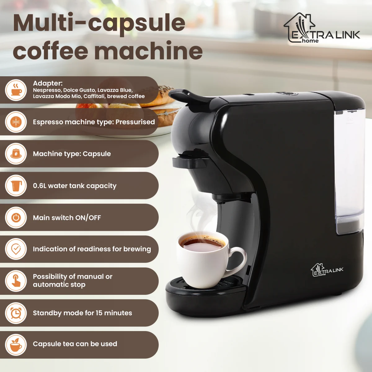 EXTRALINK HOME UNIVERSAL KAPSELMASCHINE SCHWARZ