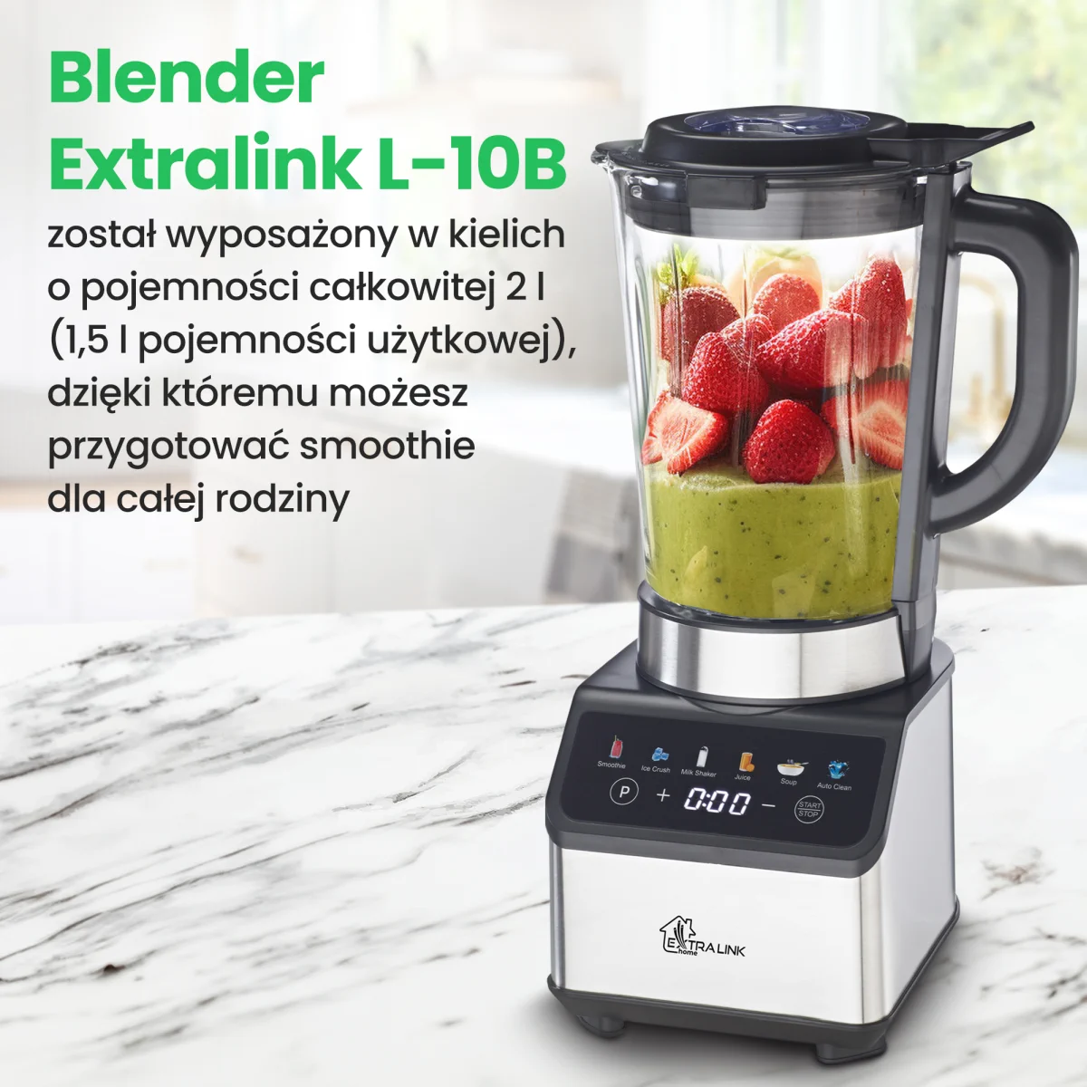 EXTRALINK COPO MISTURADOR DOMÉSTICO ECRÃ TÁCTIL 1200W L-10B