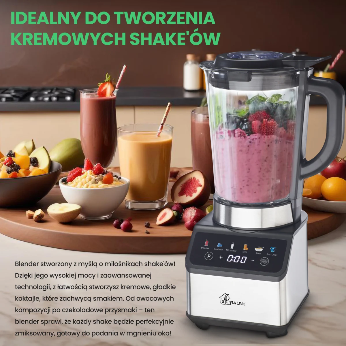 EXTRALINK COPO MISTURADOR DOMÉSTICO ECRÃ TÁCTIL 1200W L-10B