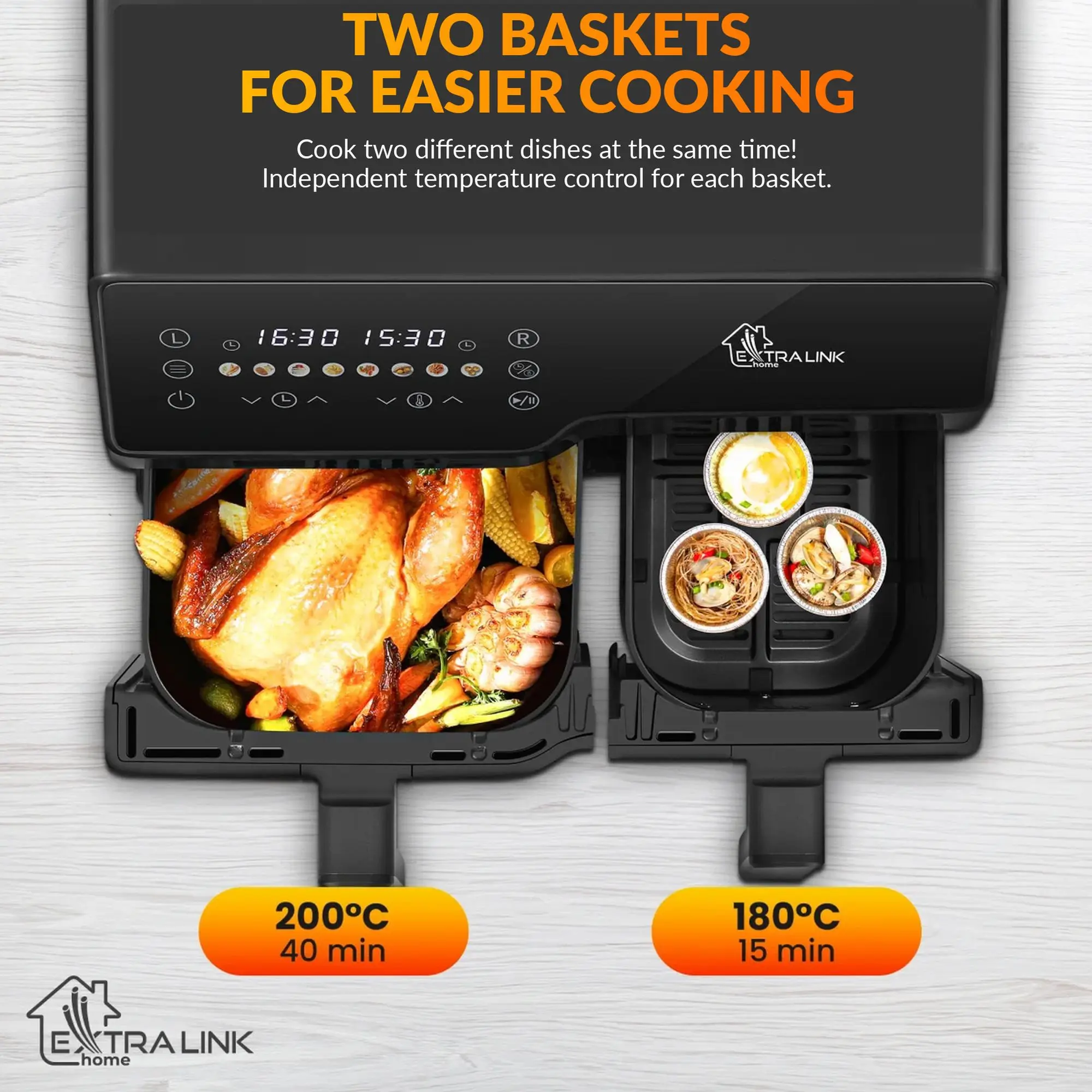 EXTRALINK HOME AIR FRYER 10L (6L+4L) EU SJ-1000 2500W