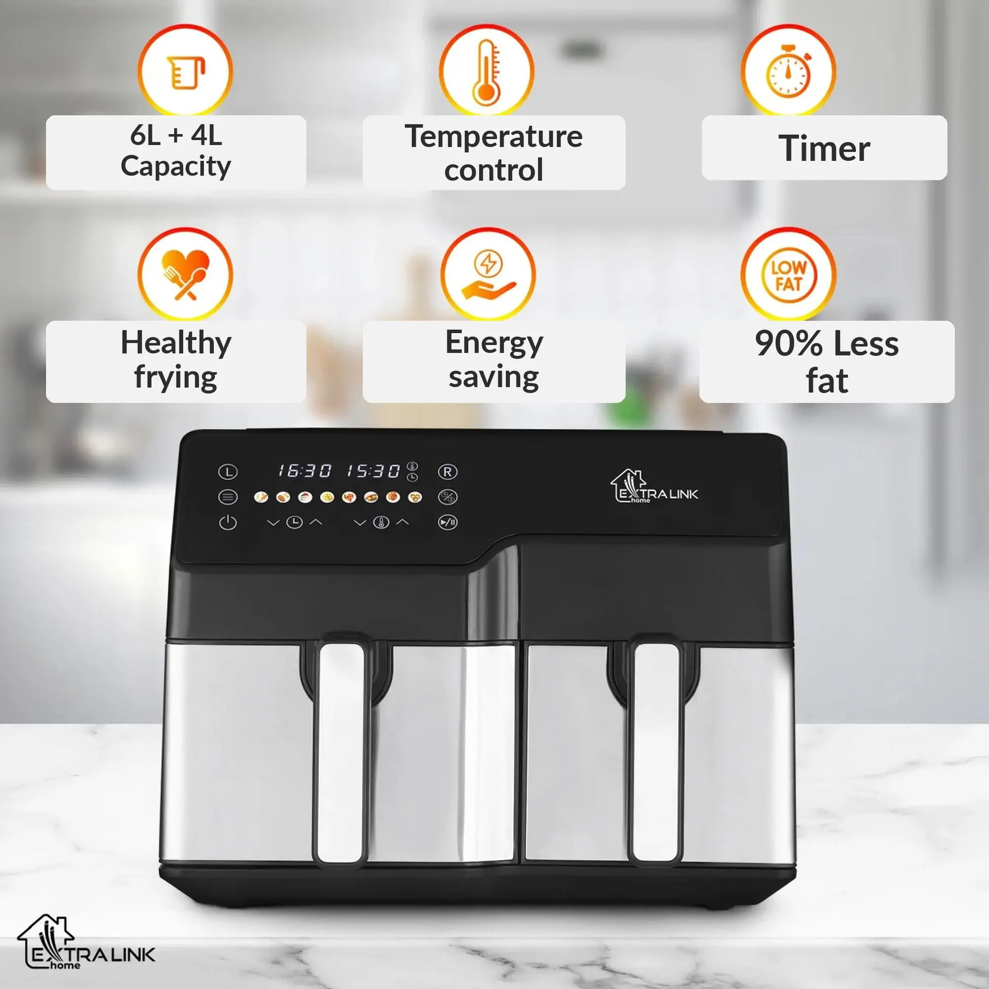 EXTRALINK HOME AIR FRYER 10L (6L+4L) EU SJ-1000 2500W