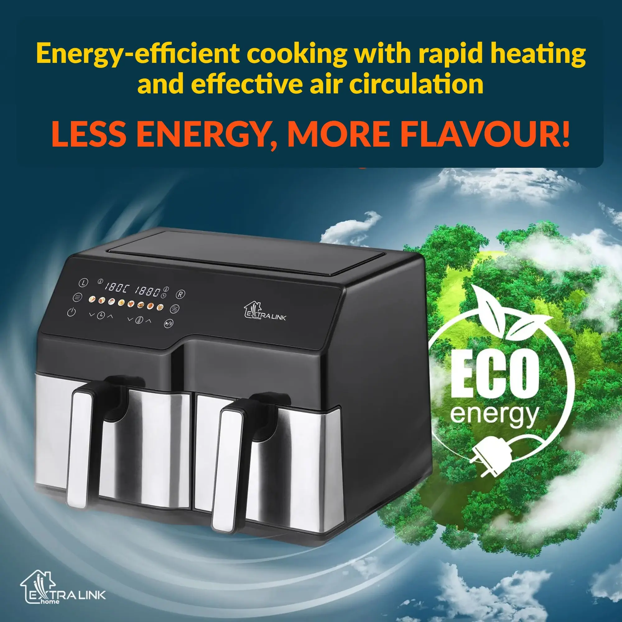 EXTRALINK HOME AIR FRYER 10L (6L+4L) EU SJ-1000 2500W