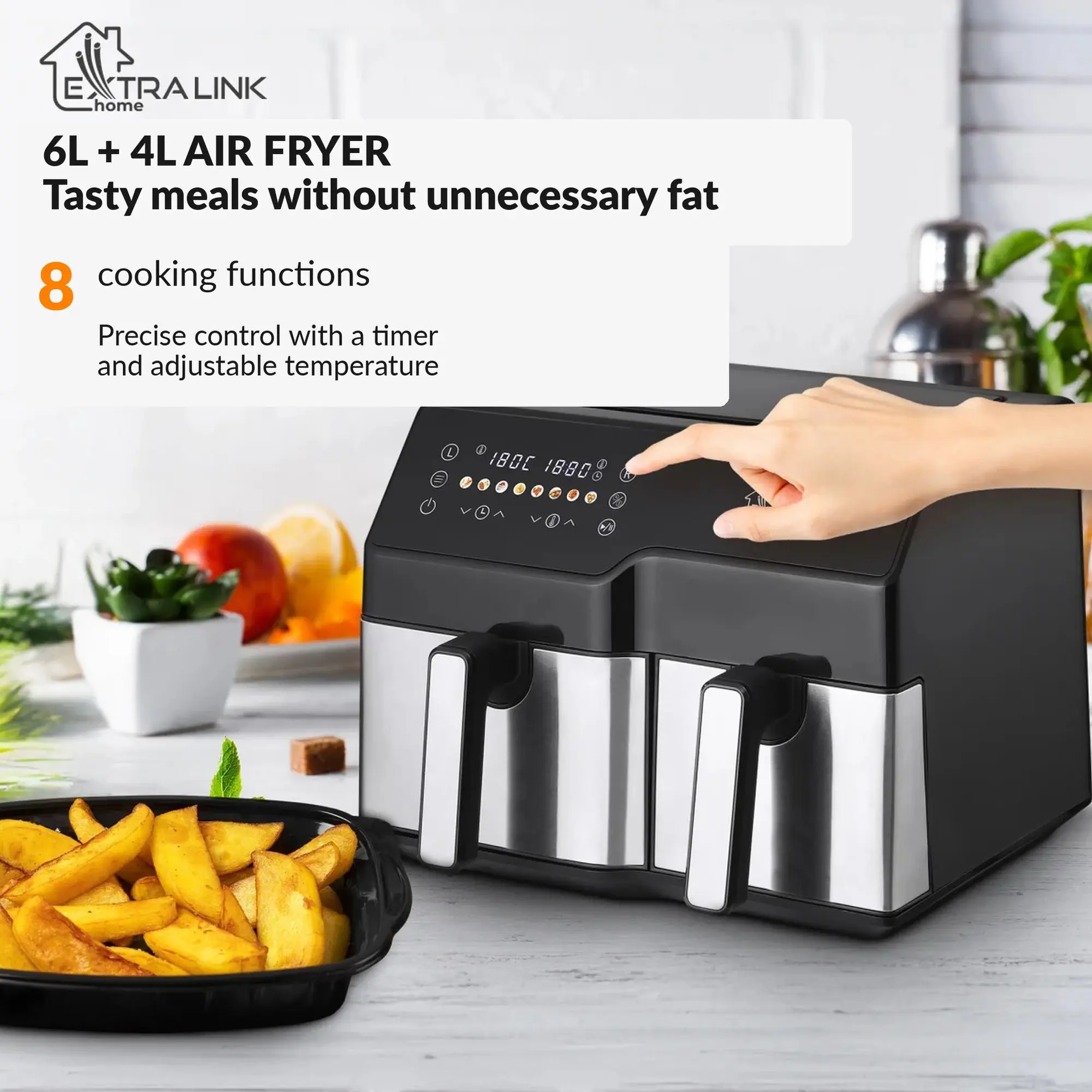 EXTRALINK HOME AIR FRYER 10L (6L+4L) EU SJ-1000 2500W