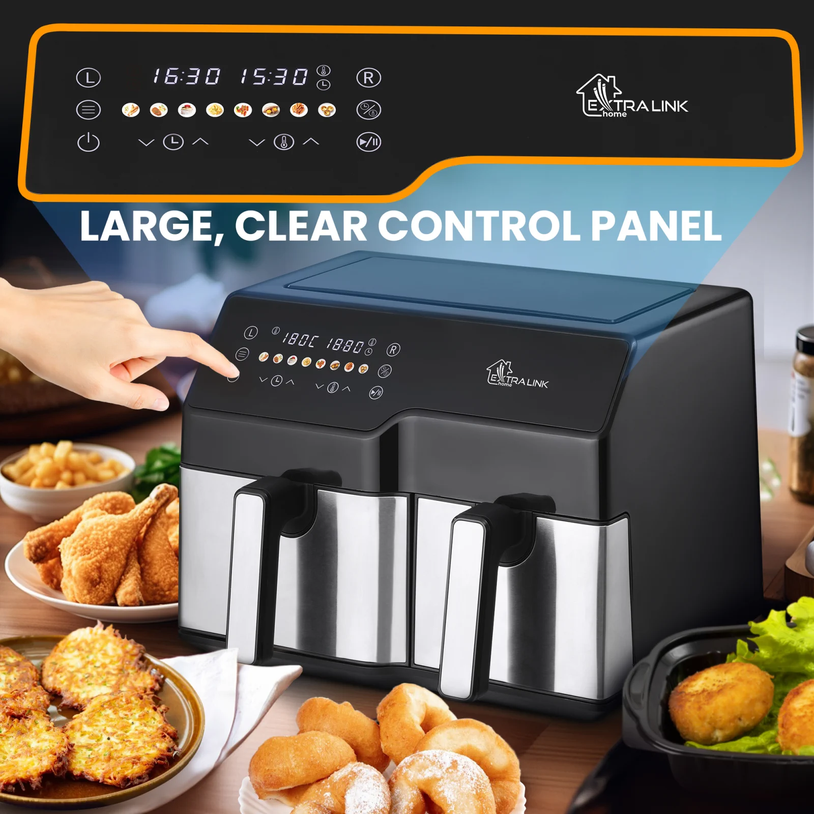 EXTRALINK HOME HAVA FRİTÖZÜ 10L (6L+4L) EU SJ-1000 2500W