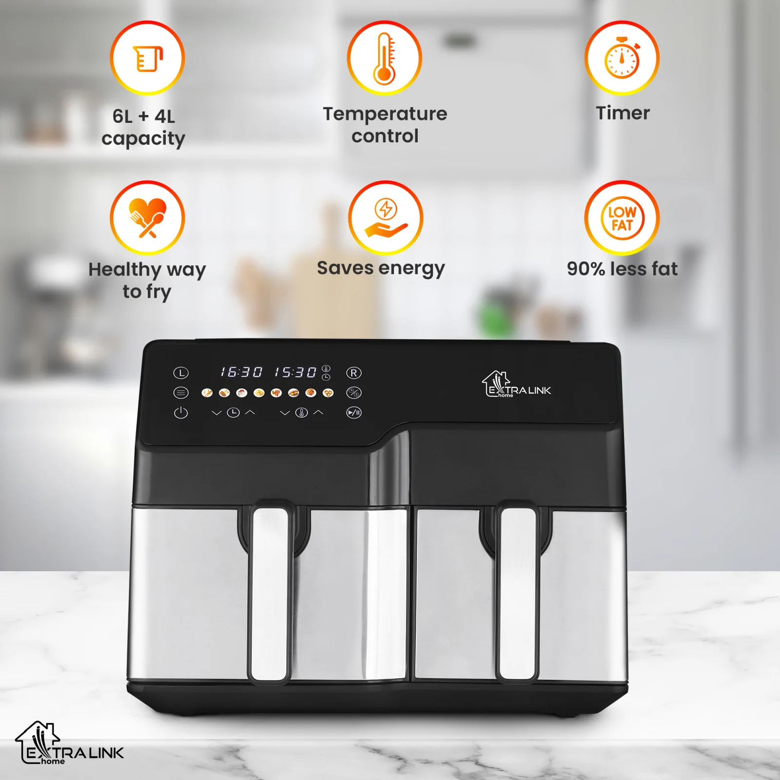 EXTRALINK HOME HAVA FRİTÖZÜ 10L (6L+4L) EU SJ-1000 2500W