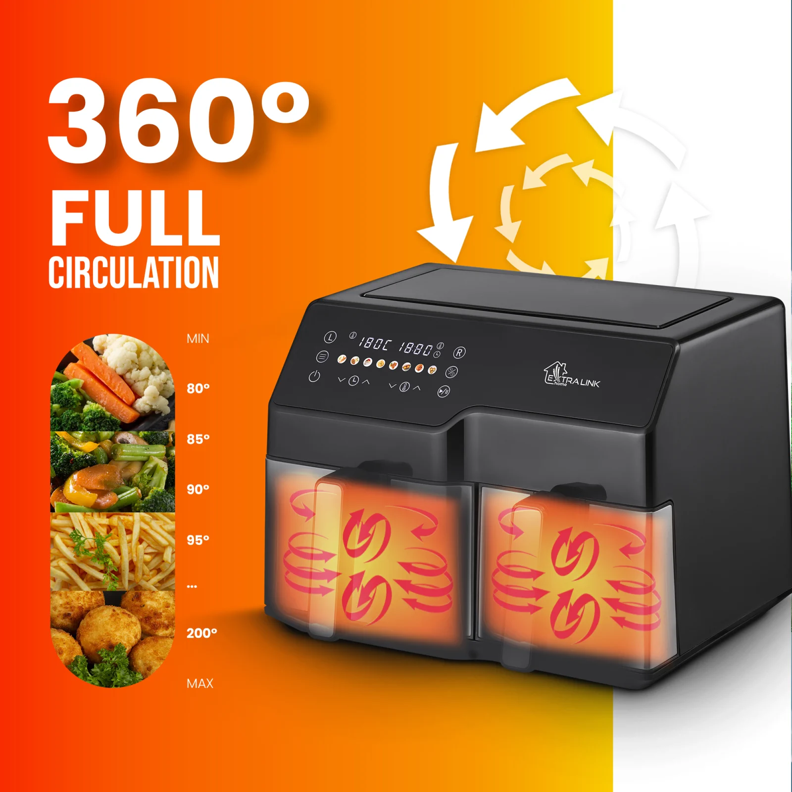 EXTRALINK HOME HAVA FRİTÖZÜ 10L (6L+4L) EU SJ-1000 2500W